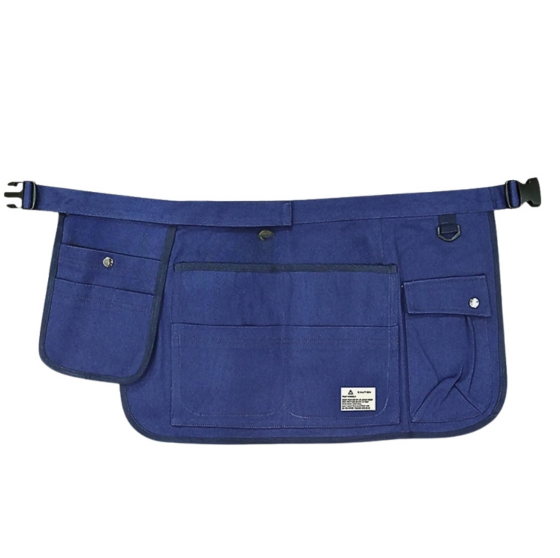 Anypron Blue Canvas Gardening Apron with Multi Tool Pockets