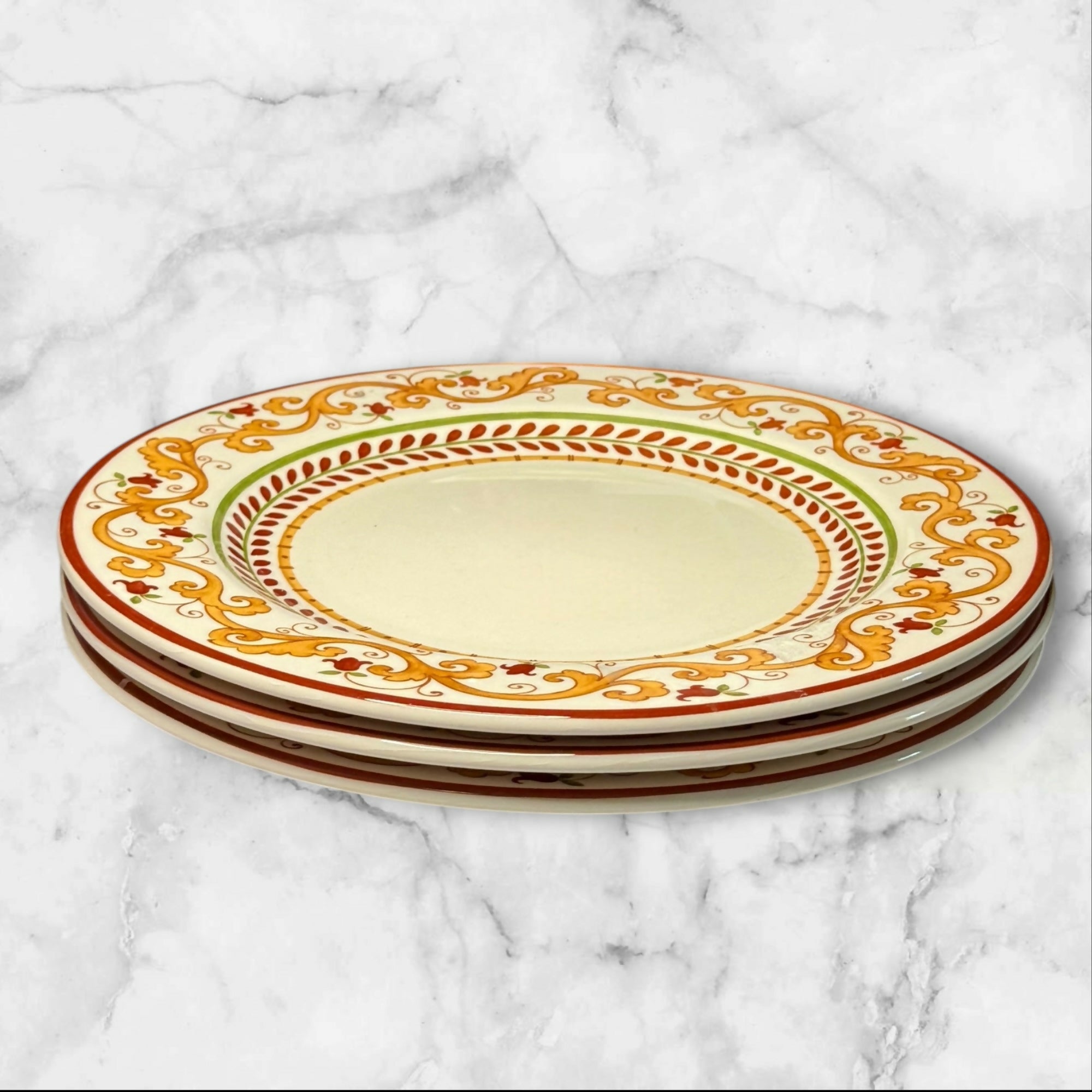 World Market Lisbon Dinner Plates | Set of 3 | Portuguese Stoneware | Good Condition