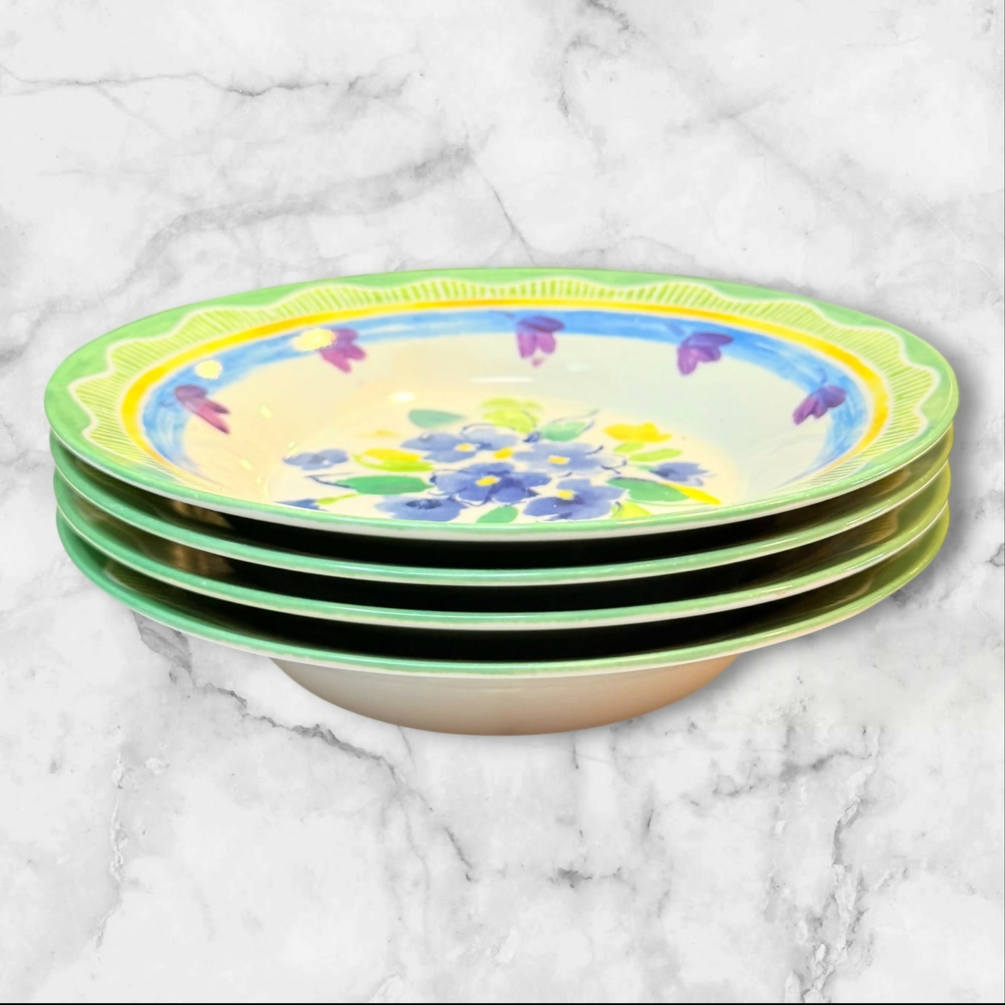 International Summer Wind Rim Soup Bowls | Set of 4 | Great Condition