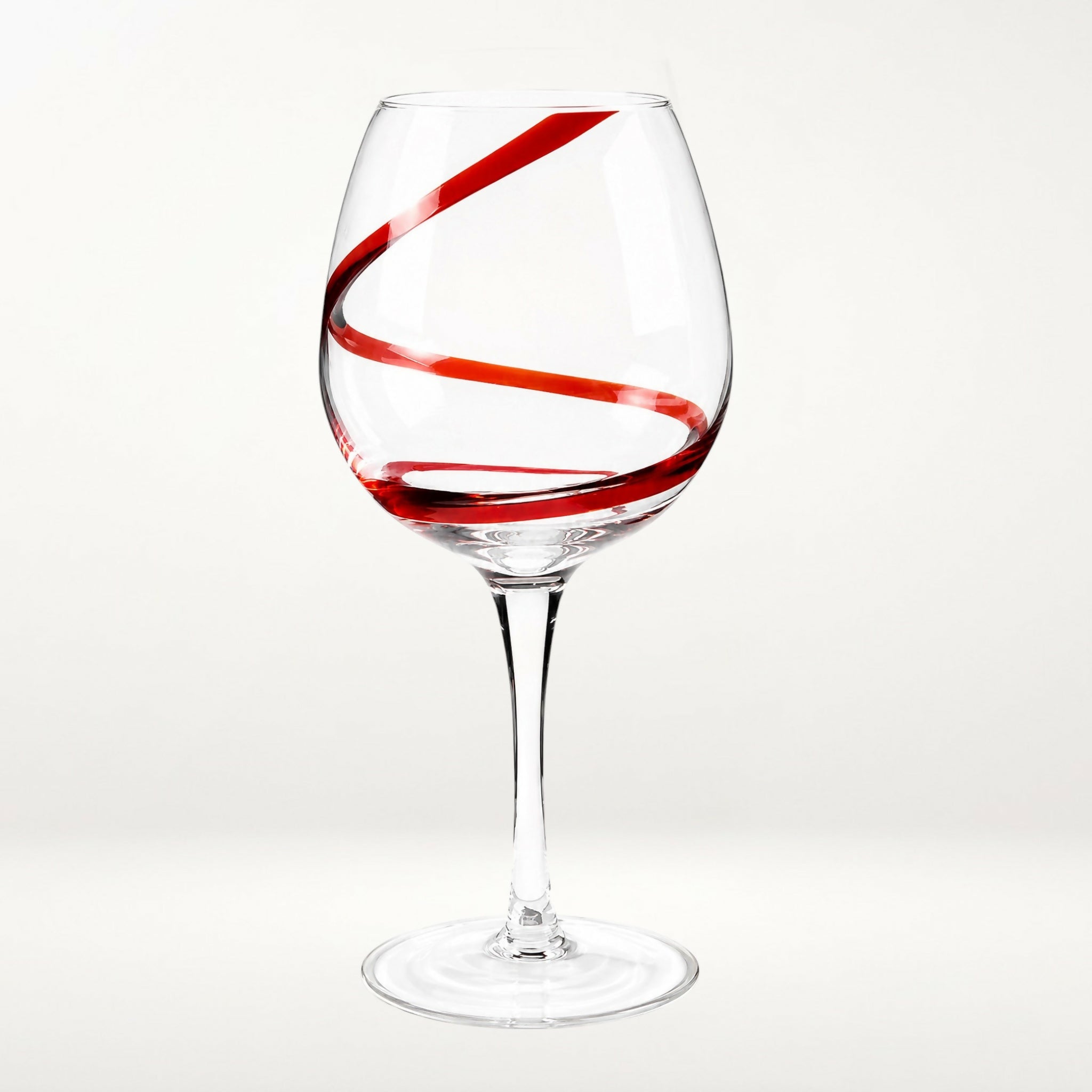 Pier 1 Swirline Red Balloon Wine Glasses Set of 4 Excellent Condition