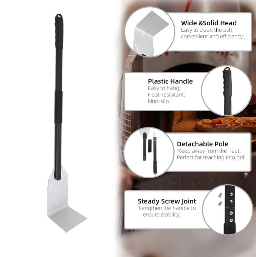 Anygleam Silver 81cm Medium Aluminum Ash Rake and Coal Mixing Pizza Tool Accessories