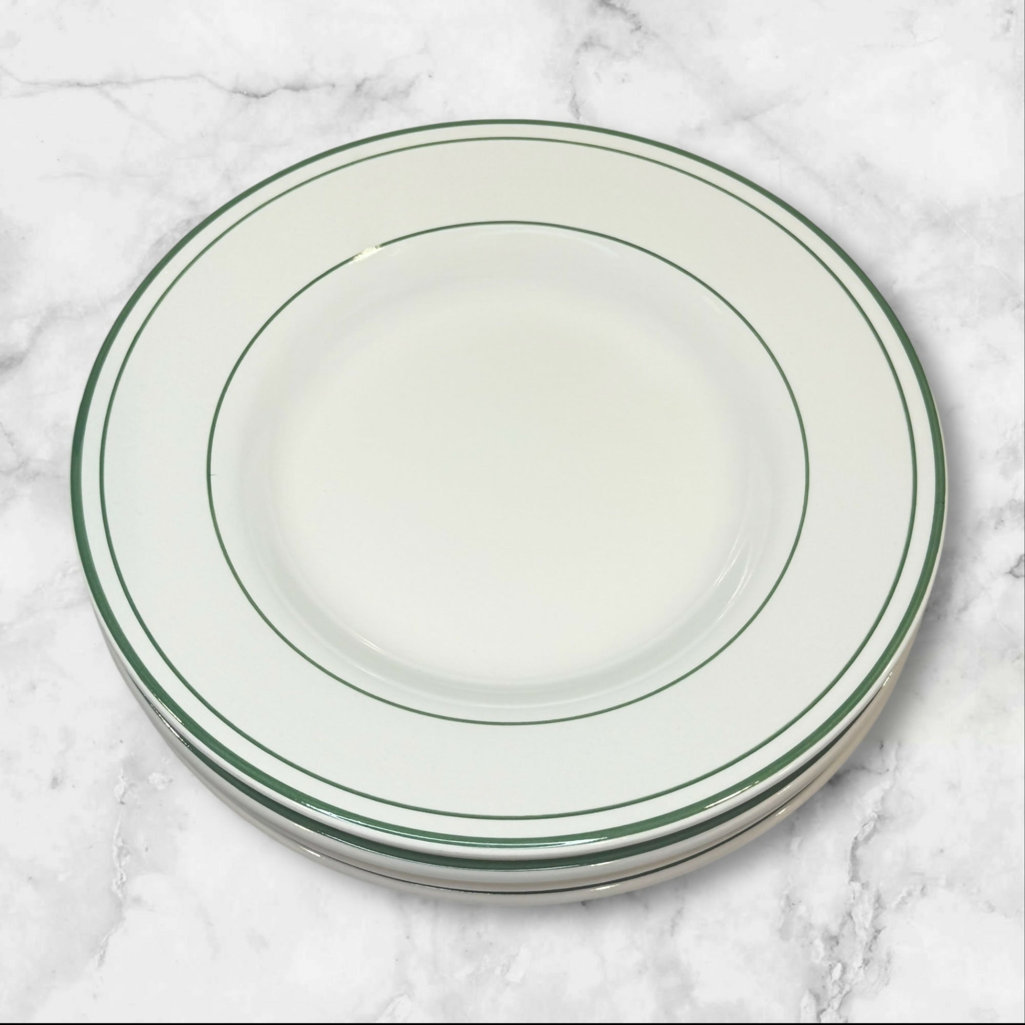 Pottery Barn Bistro & Marina Pasta Bowls | Set of 8 | White Green Rim | Exc Cond