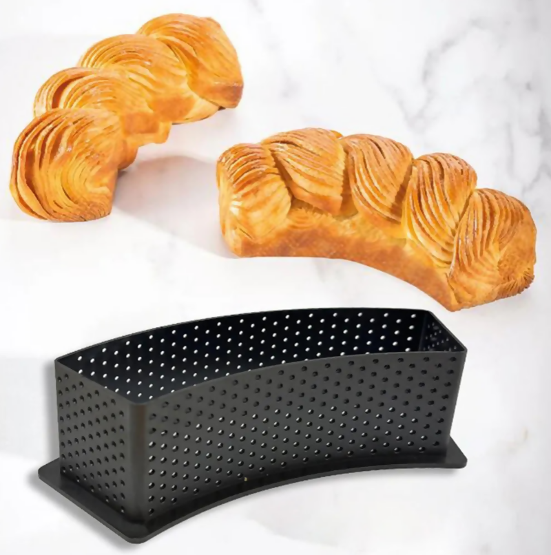 Anygleam Mousse Molder Black Trapezoidal Perforated Ring Baking Non Stick Pastry Tools