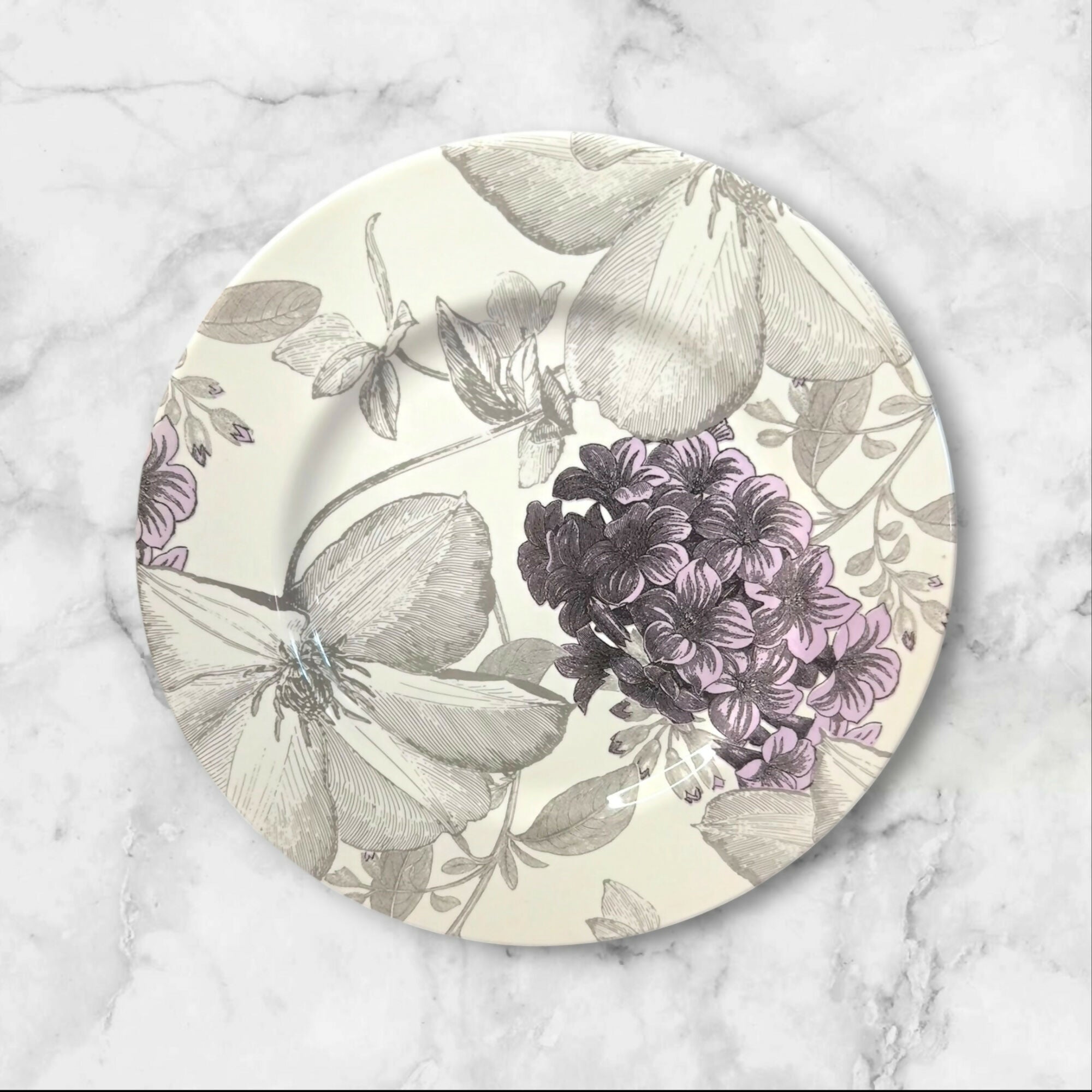 Andrew Tanner Clematis Purple Dinner Plates | Set of 6 | Good Used Condition