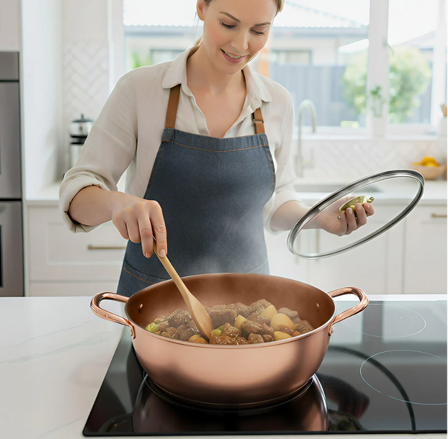 ANYGLEAM Stock Pot Rose Gold Stainless Steel Home Restaurant Cooking Tool Single-Layer Compatible Soup Kitchen Utensils