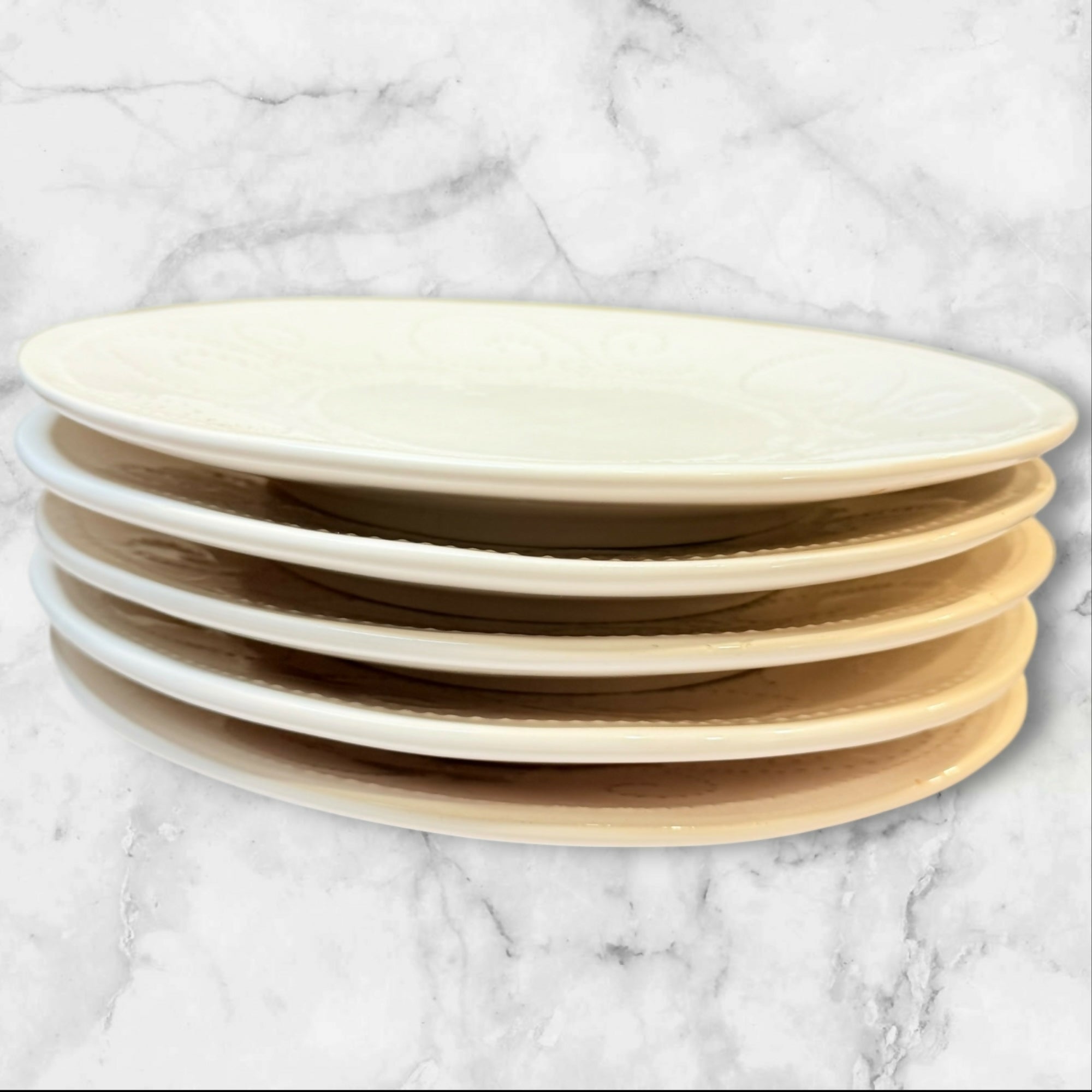 Sweet Ceramics Embossed Scroll Salad Plates | Set of 5 | Gently Used