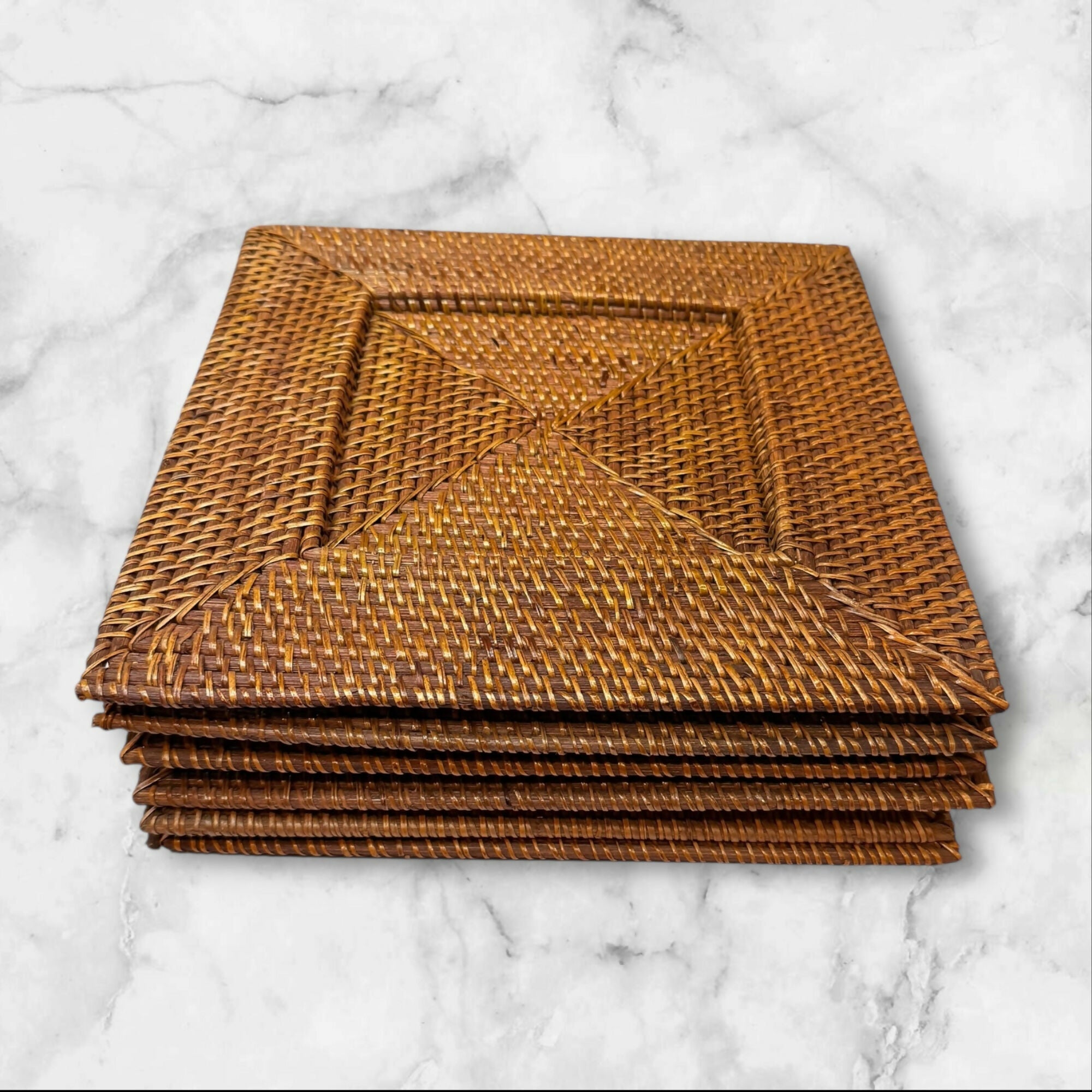 Natural Woven Rattan Charger Plates | Set of 6 | Good Condition