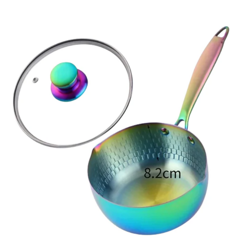 Anygleam Stock Pot Rainbow Non-Stick Stainless Steel Kitchen Snow Pan Noodle Soup with Lid Cooker Universal Cookware