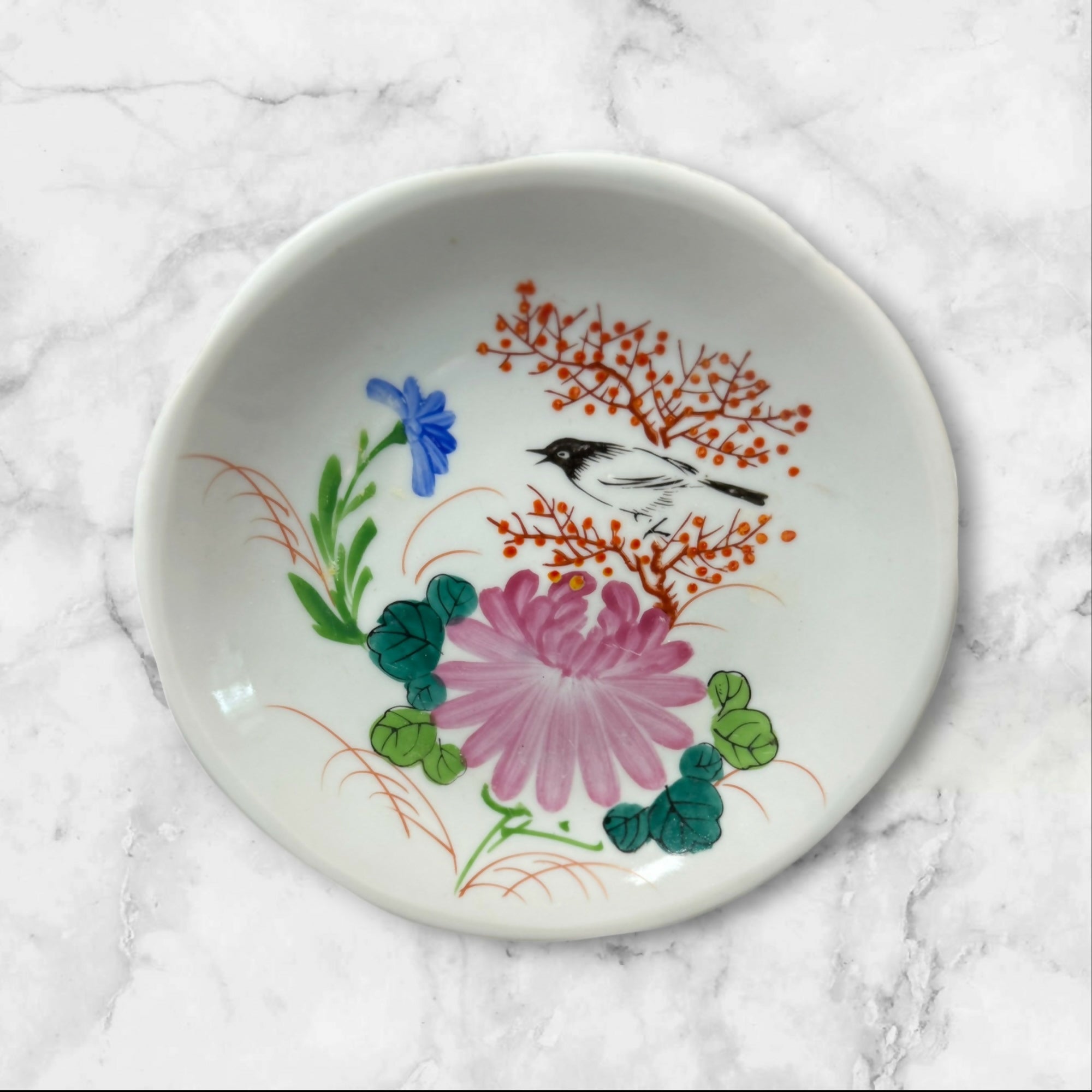 Vintage Japanese Bird & Floral Porcelain Bowls | Set of 4 | Great Condition