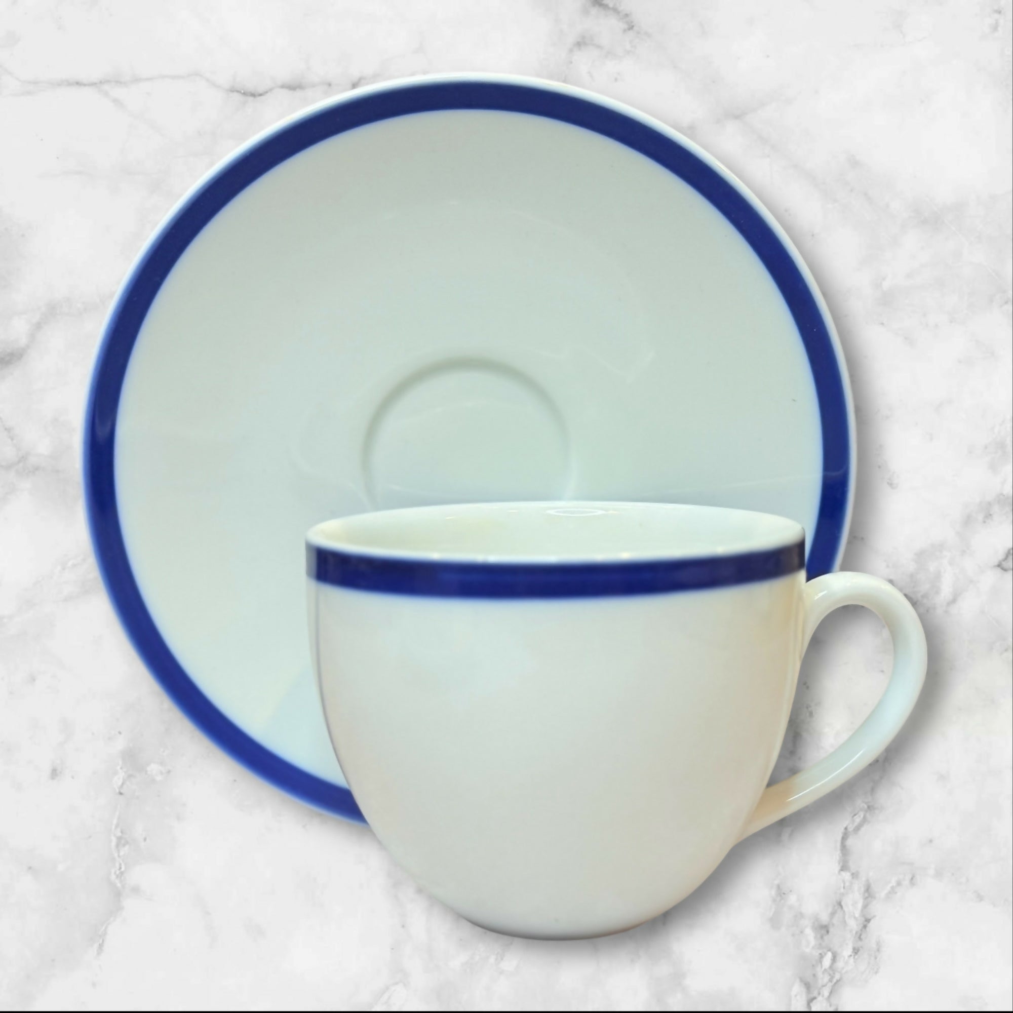 Williams Sonoma Brasserie Blue Cup & Saucer Sets | Set of 2 | Excellent