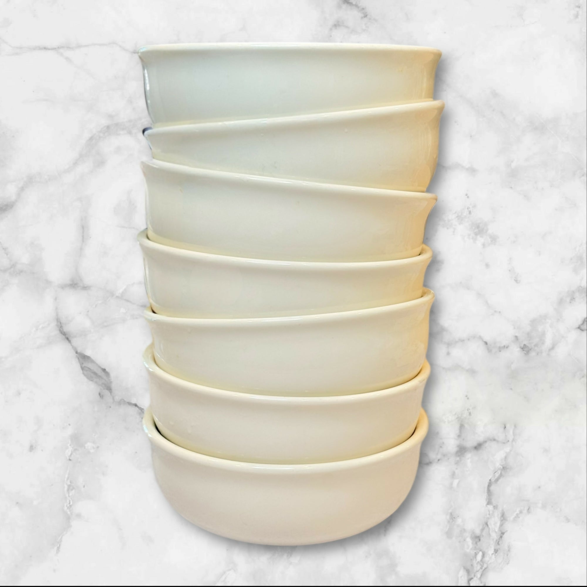 Crate & Barrel Gallery Parchment Coupe Bowls | Set of 7 | Great Condition