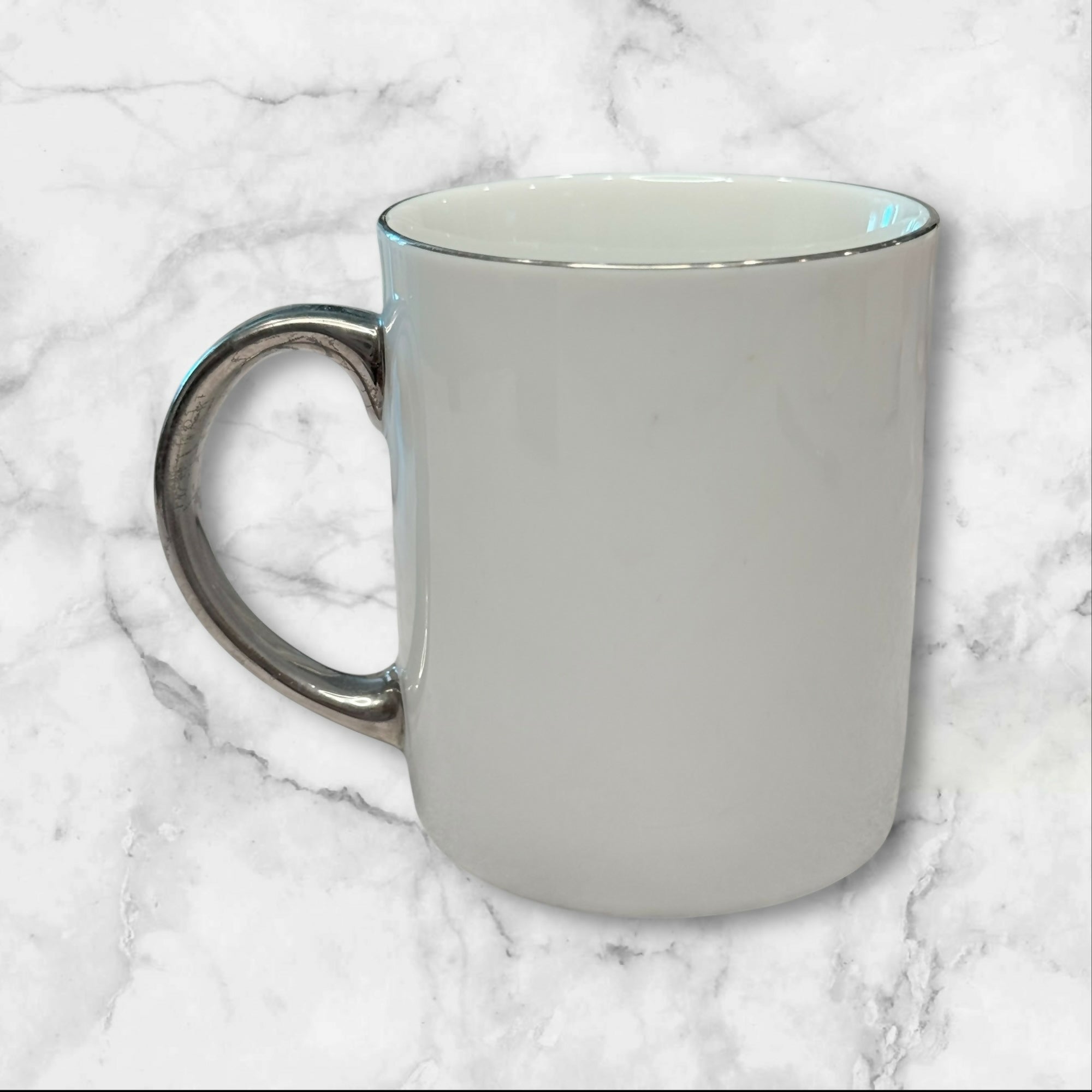 Crate & Barrel Silver Handle Coffee Mugs | Set of 2 | Excellent