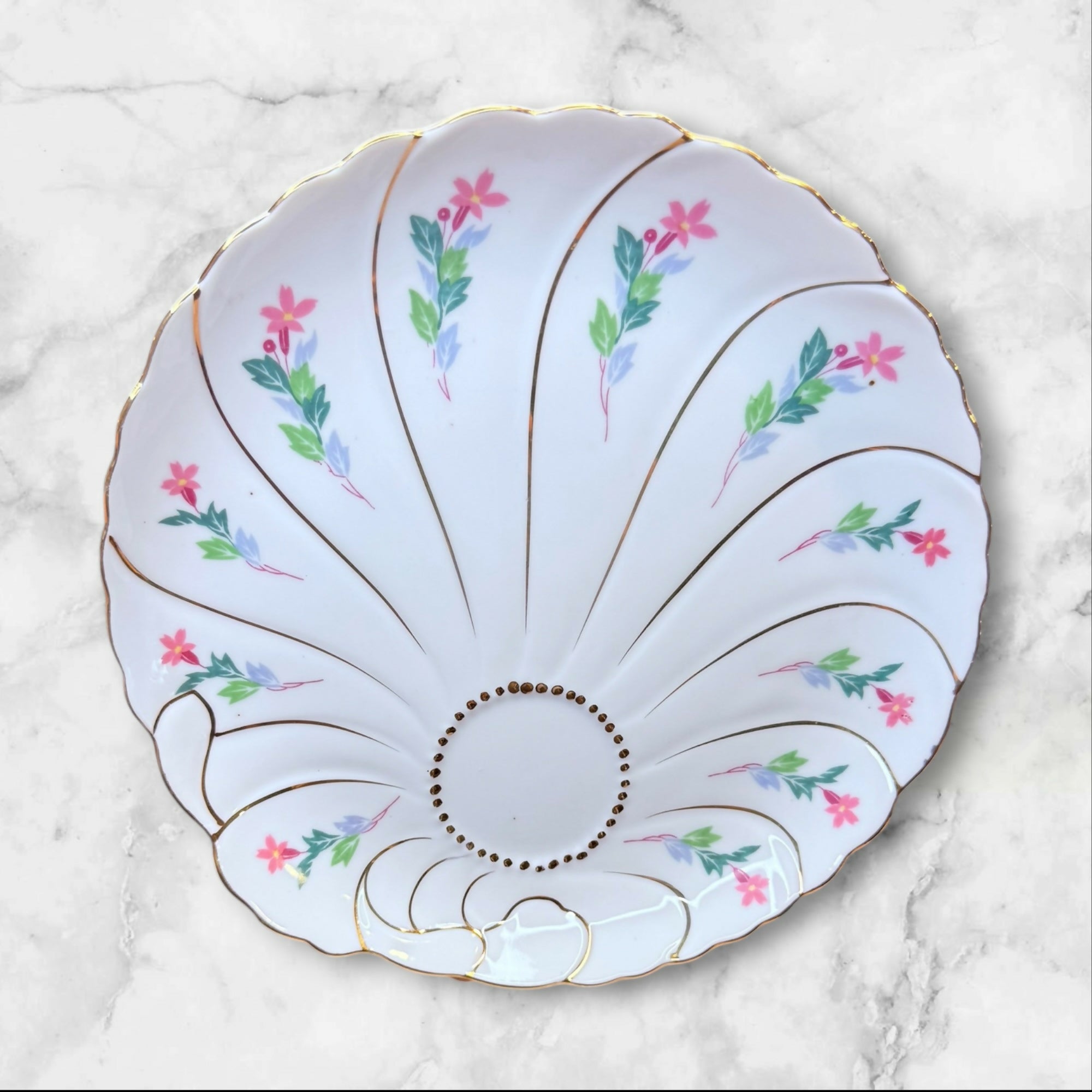 Giftcraft Japan Clamshell Floral Snack Plates | Set of 4 | Excellent Condition