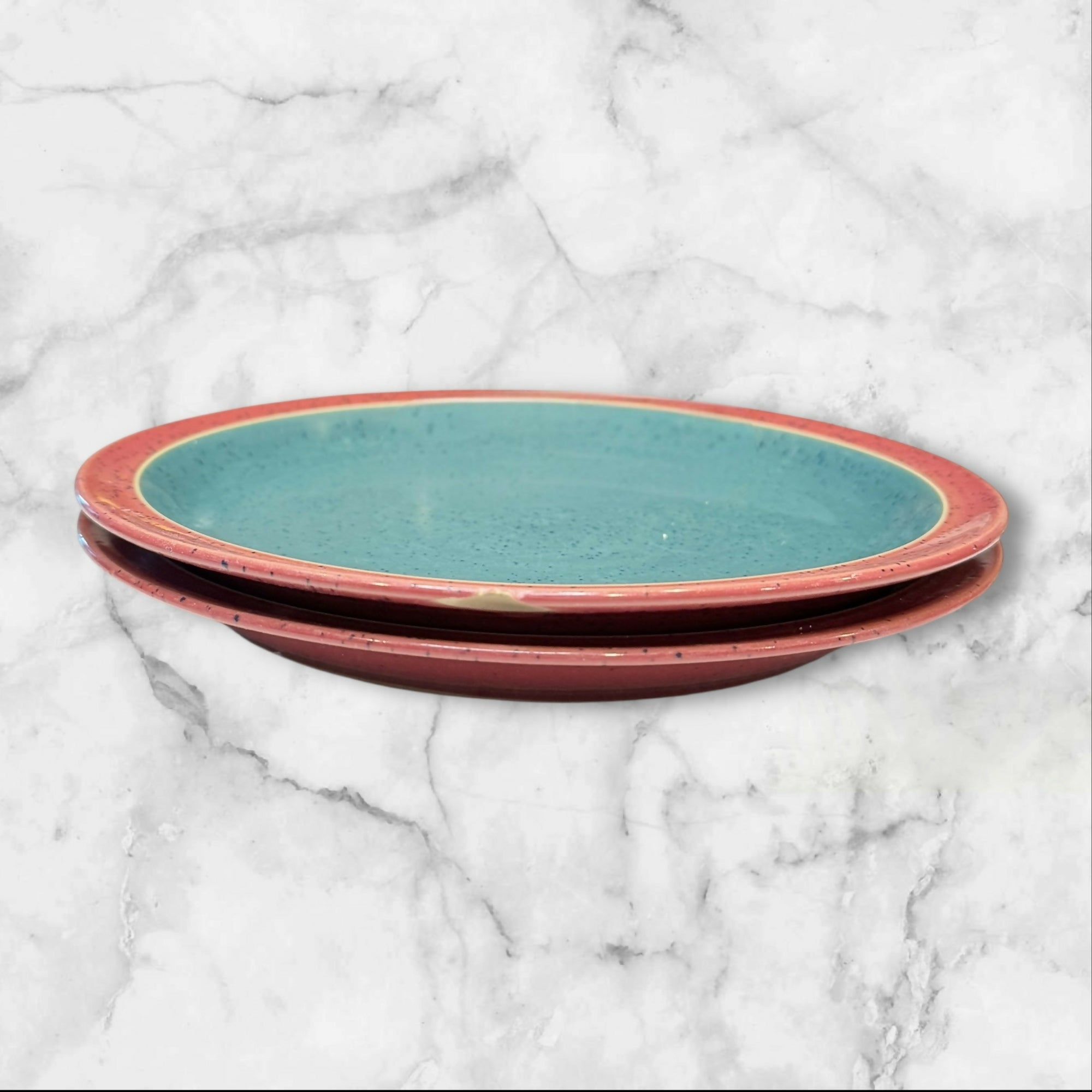 Denby Langley Harlequin Red Green Stoneware Salad Plates | Set of 2 | Good