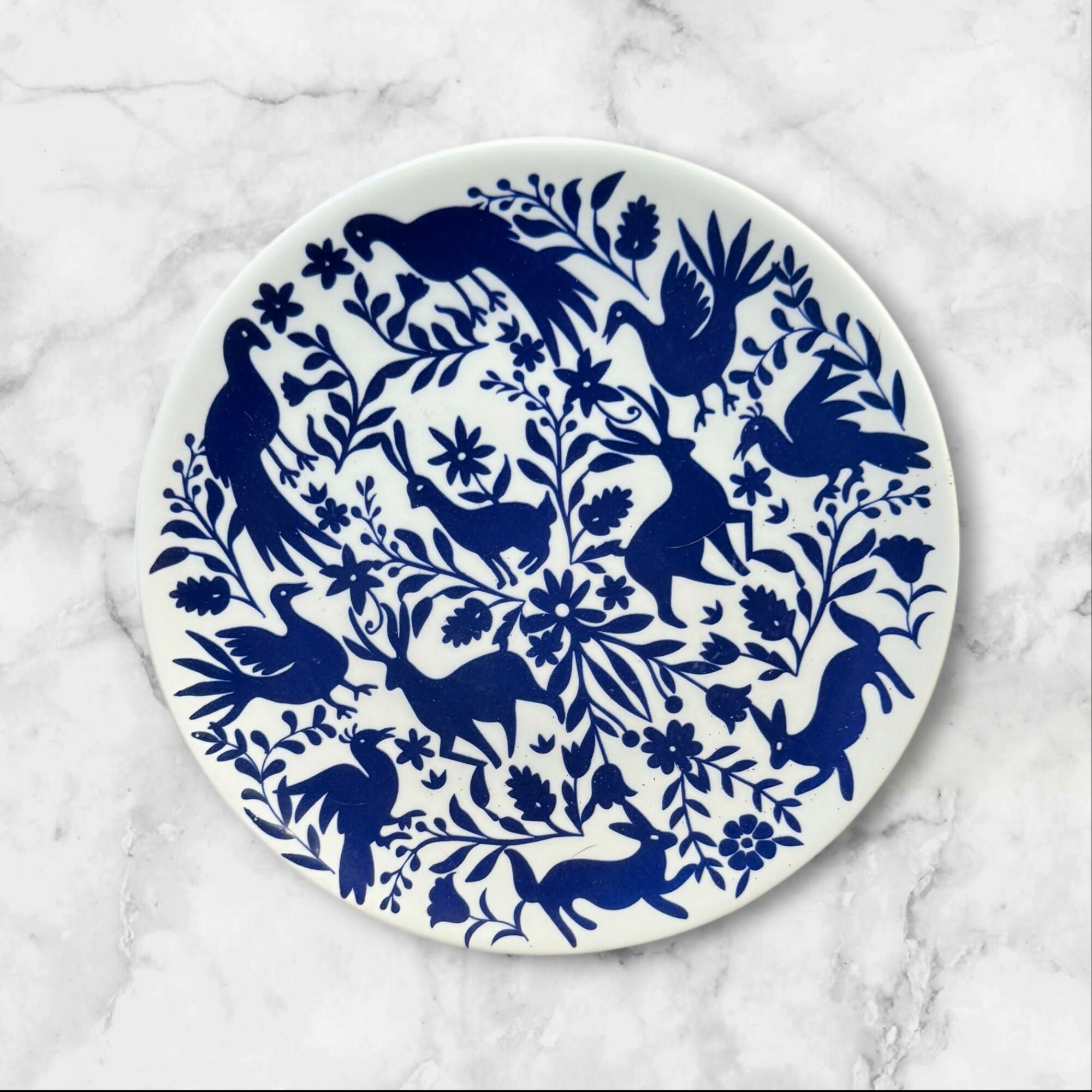 Ashland Feliz Navidad Blue White Salad Plates Set of 4 Excellent Condition
