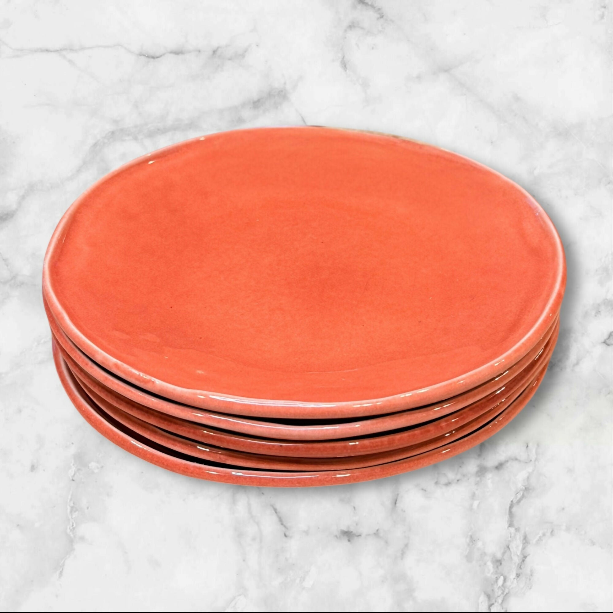 Pier 1 Terracotta Orange Stoneware Salad Plates | Set of 5 | Good Condition