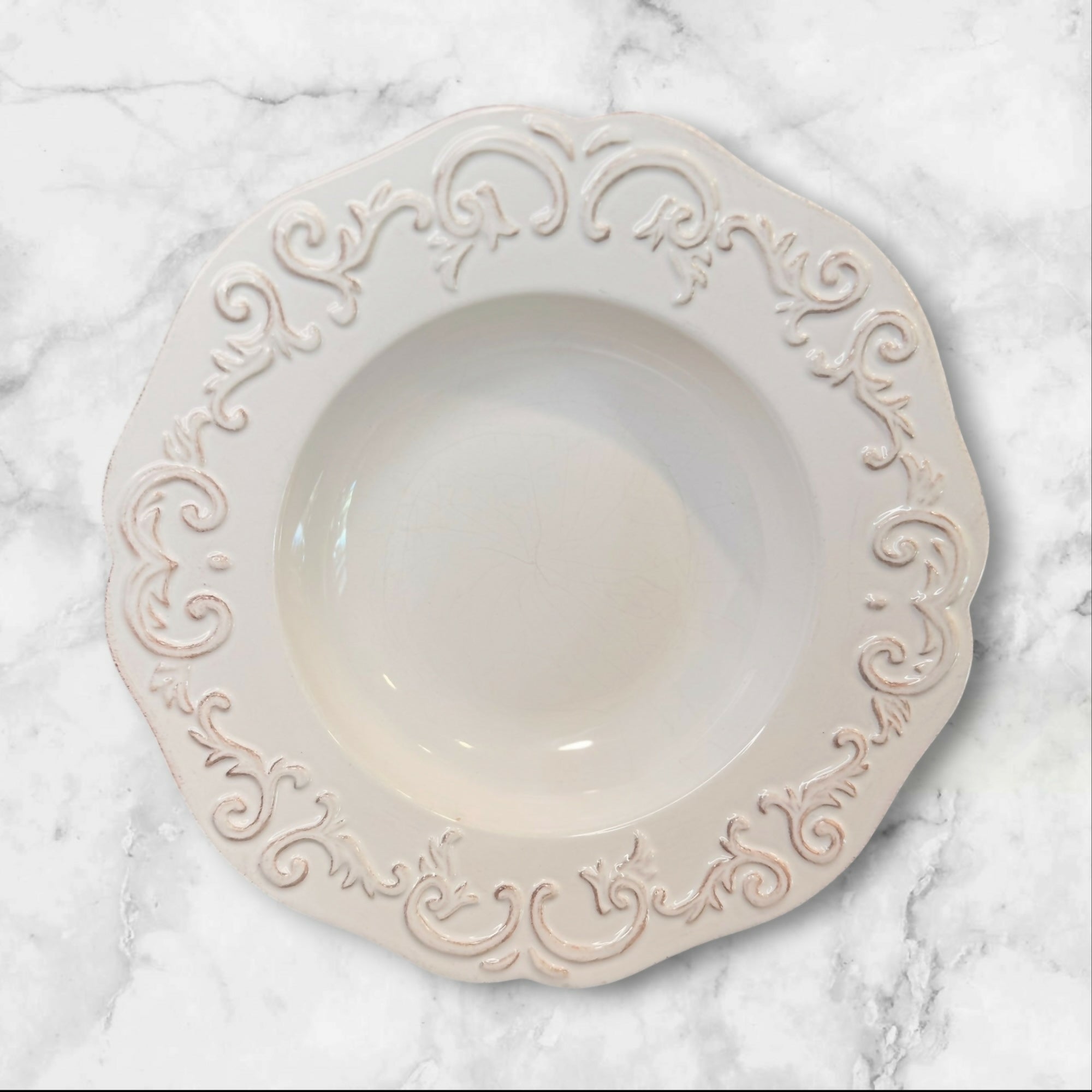 Sur La Table Baroque Embossed Pasta Bowls | Set of 4 | Gently Used