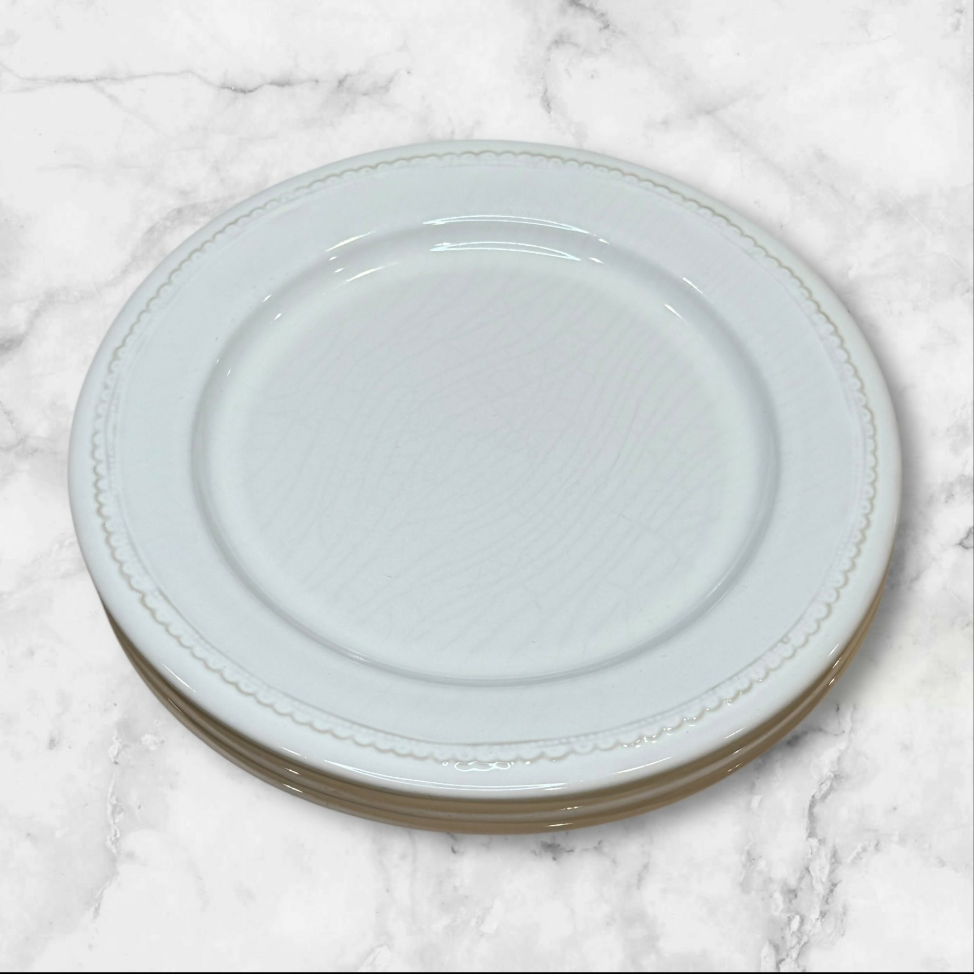 Pottery Barn Napoli White Dinner Plates | Set of 3 | Good Condition