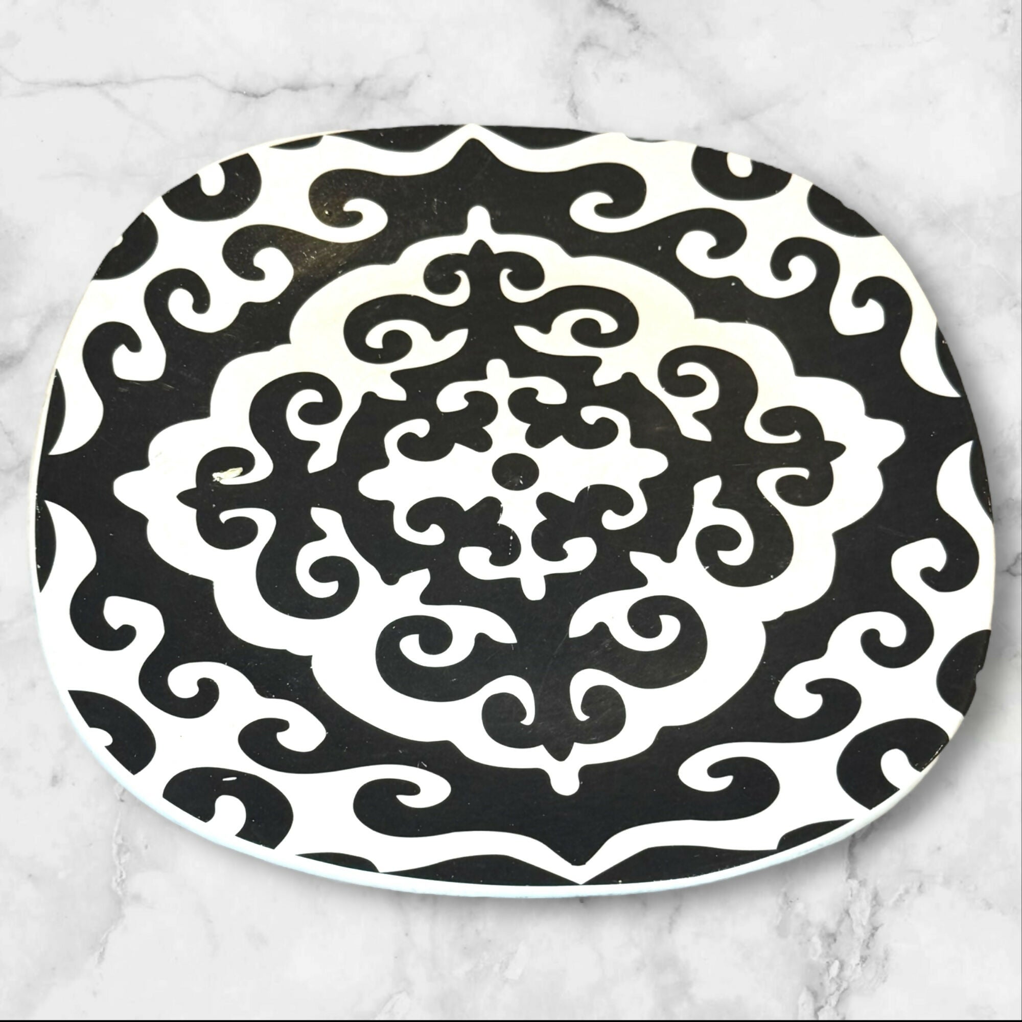 Roscher Black & White Floral Scroll Stoneware Plates | Set of 8 | Gently Used