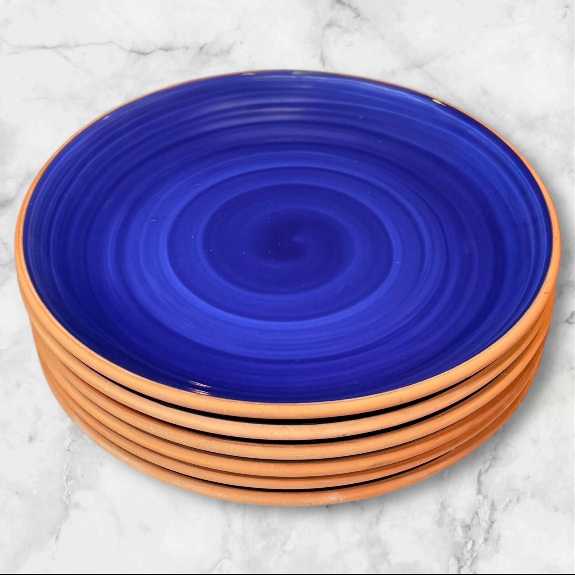 Furio Italy Blue Stoneware Dinner Plates | Set of 6 | Great Condition