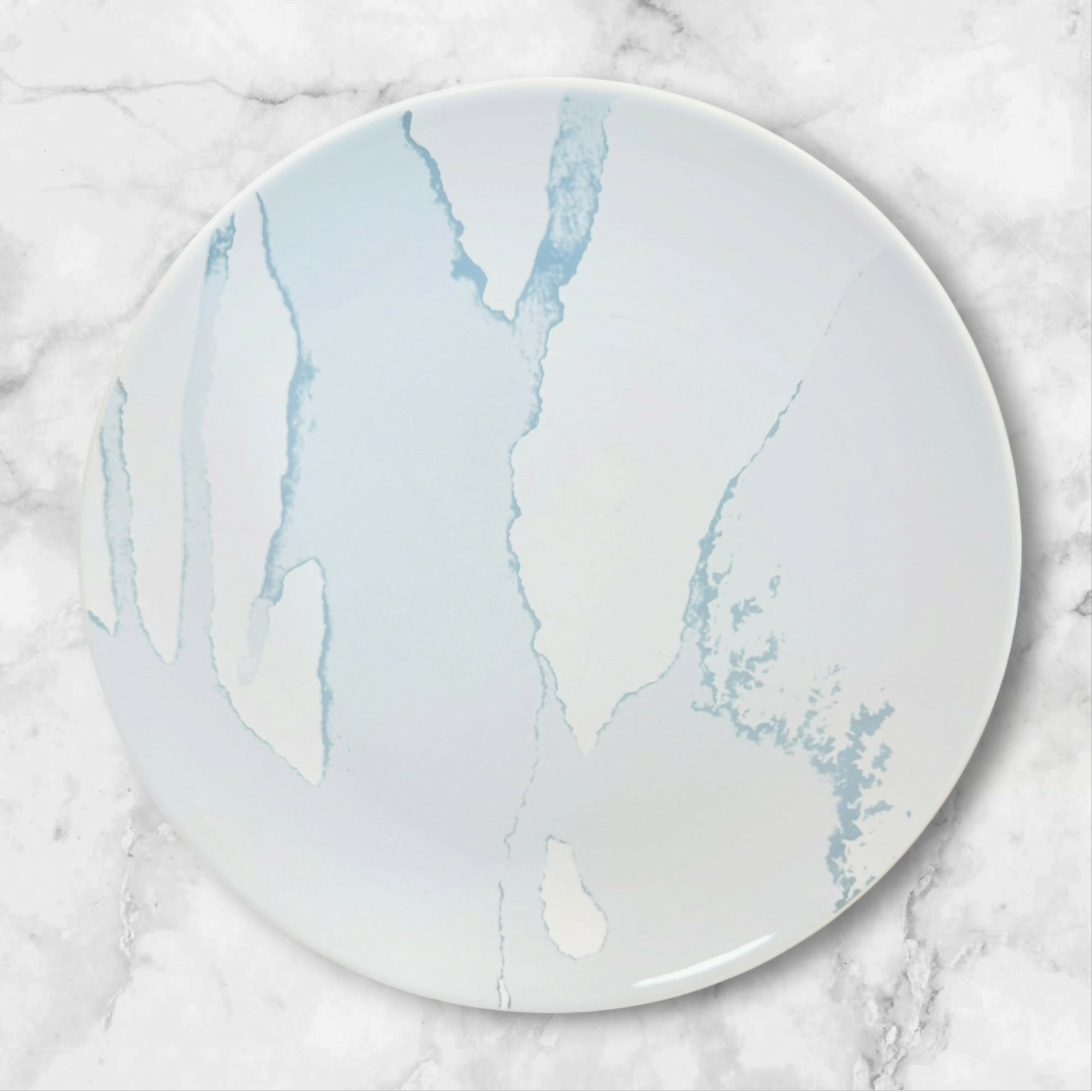 IKEA Behaga Turquoise Blue White Grey Dinner Plates | Set of 3 Vintage