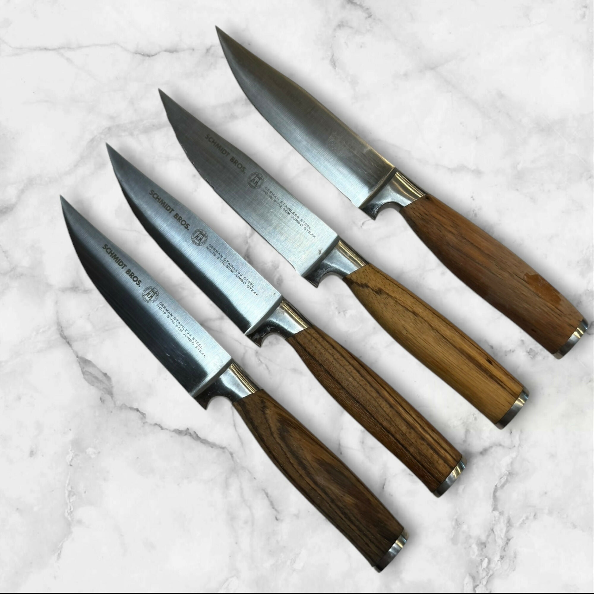 Schmidt Bros German Stainless Jumbo Steak Knives | Set of 4 | Excellent