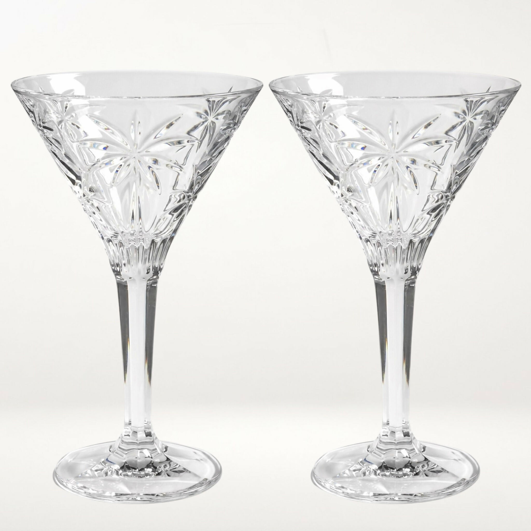 Godinger Palm Crystal Martini Glasses | Set of 4 | Excellent Condition