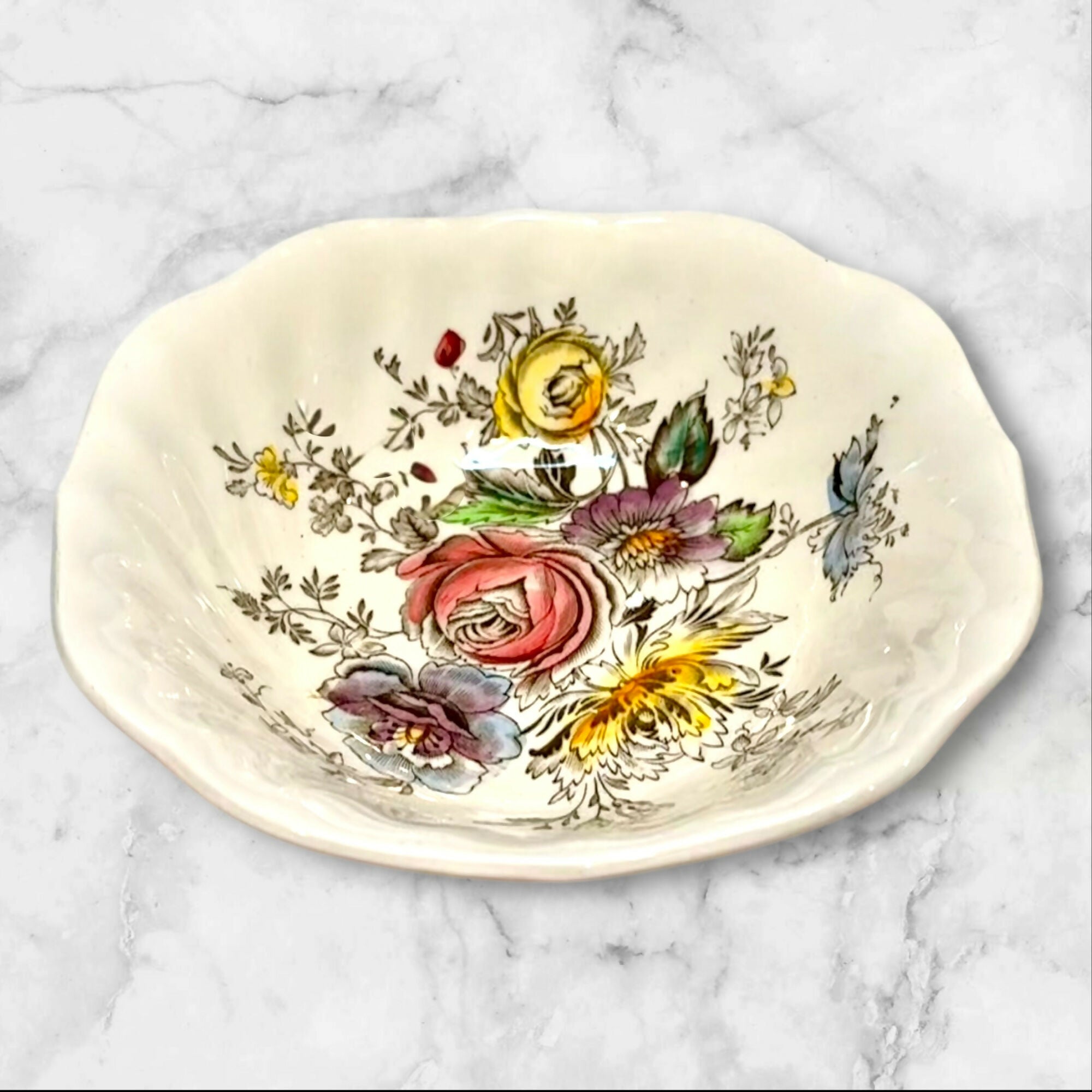 Johnson Bros Sheraton Floral Ironstone Bowls | Set of 4 | Excellent Condition