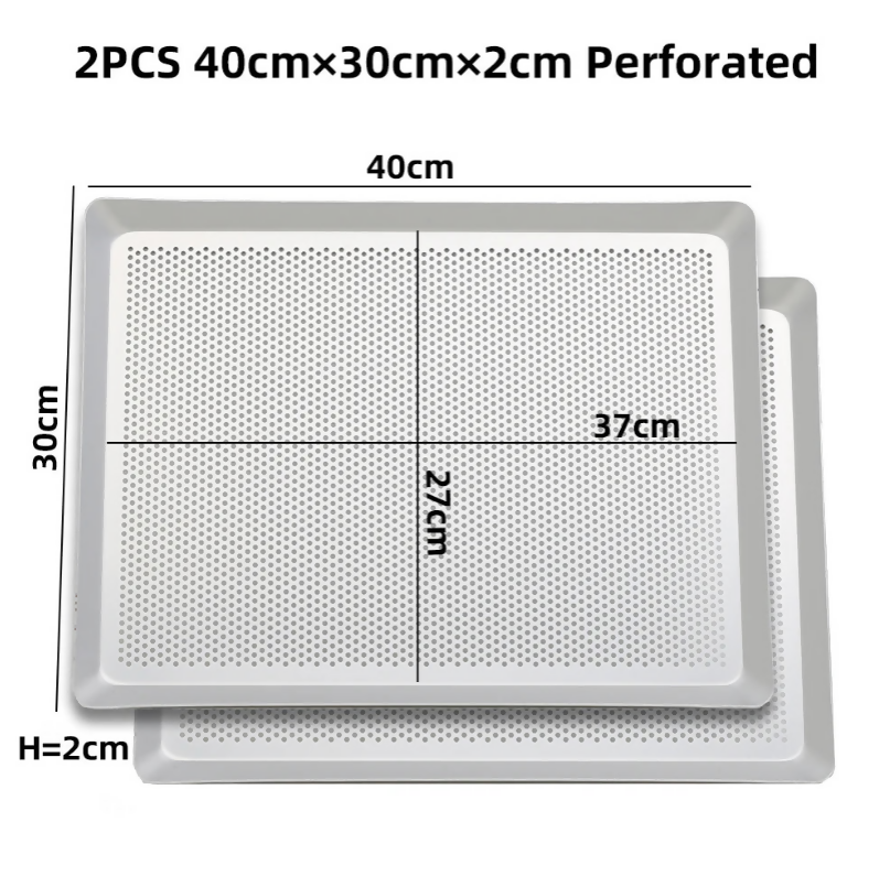 ANYGLEAM Baking Tray 2Pcs Rectangular Perforated Oven Pastry Sheet Pan With Hole