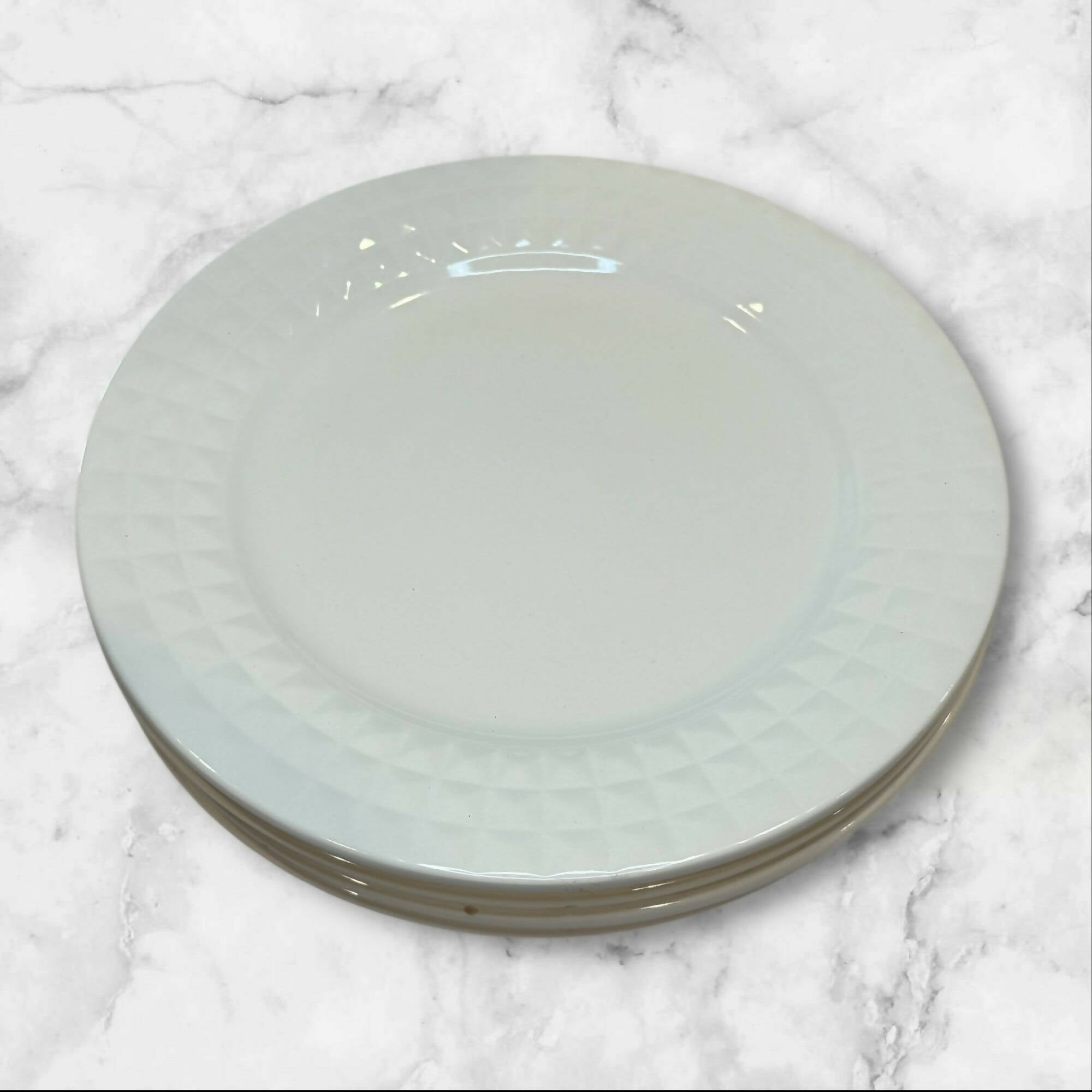Coventry Stud White Dinner Plates | Set of 4 | Fair Condition | Gently Used