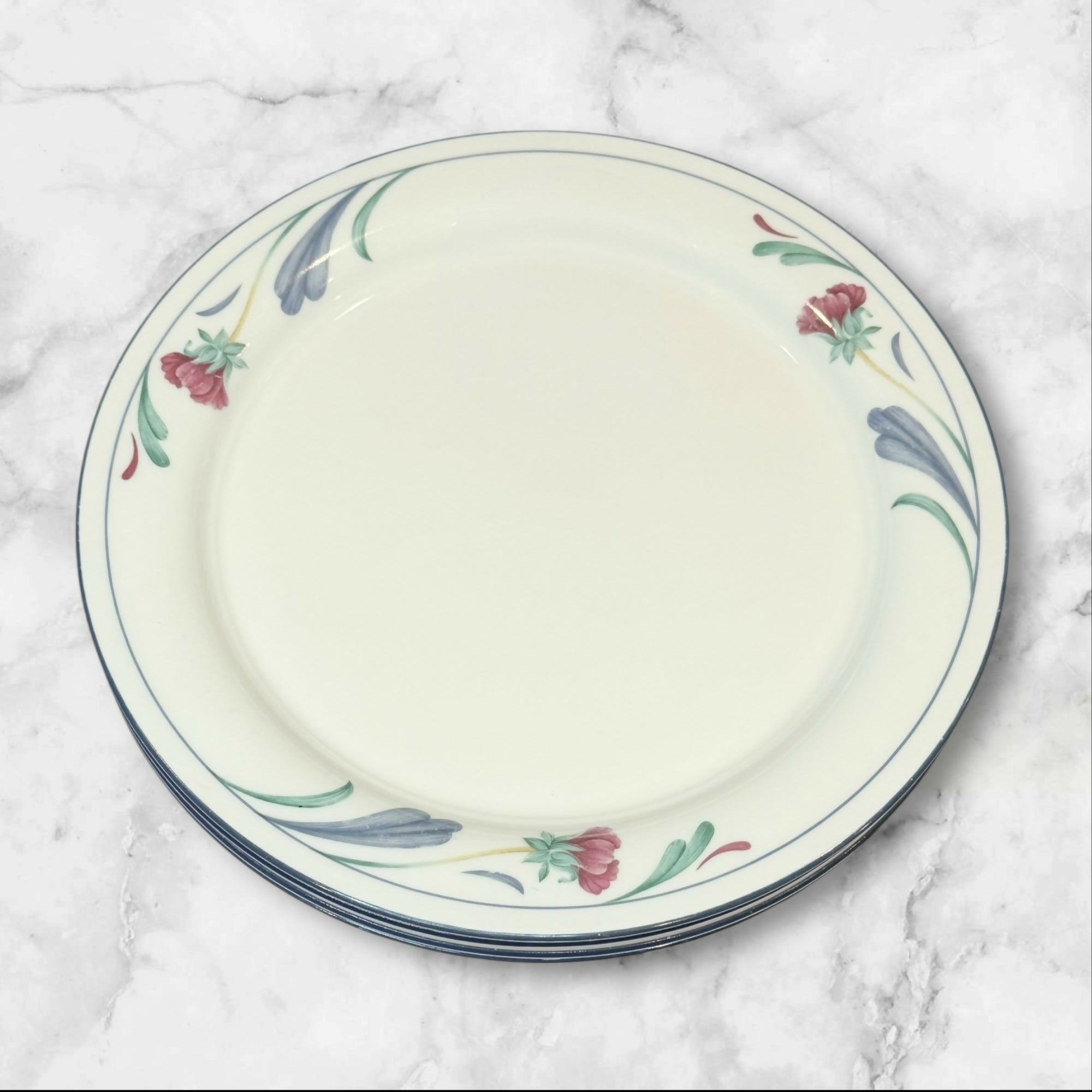 Lenox Poppies on Blue Dinner Plates | Discontinued | Set of 4 | Excellent Condition