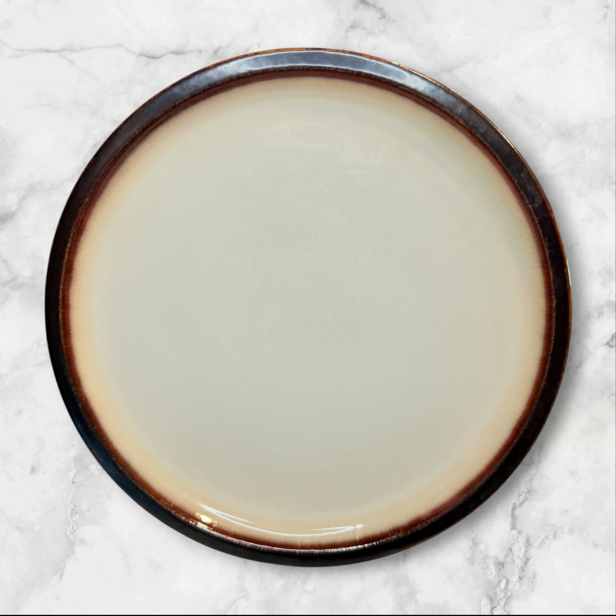 Home Thira Stoneware Dinner Plates Set of 4 | Cream Brown | Good Condition