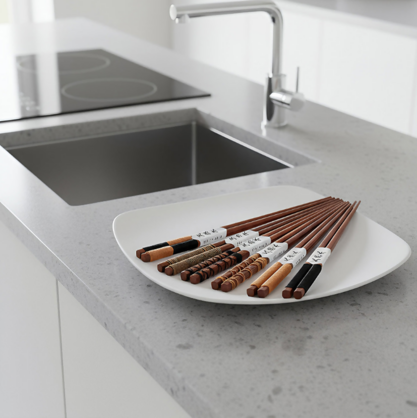 Anygleam Brown 6pairs Wooden Chopsticks Reusable Kitchen Tableware