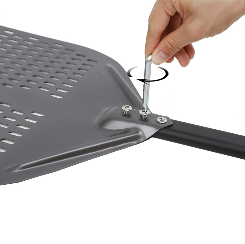 Anygleam Pizza Shovel 25cm X 66cm Dark Grey for Perforated Peel with Metal Handle Oven Turning Baking Accessory