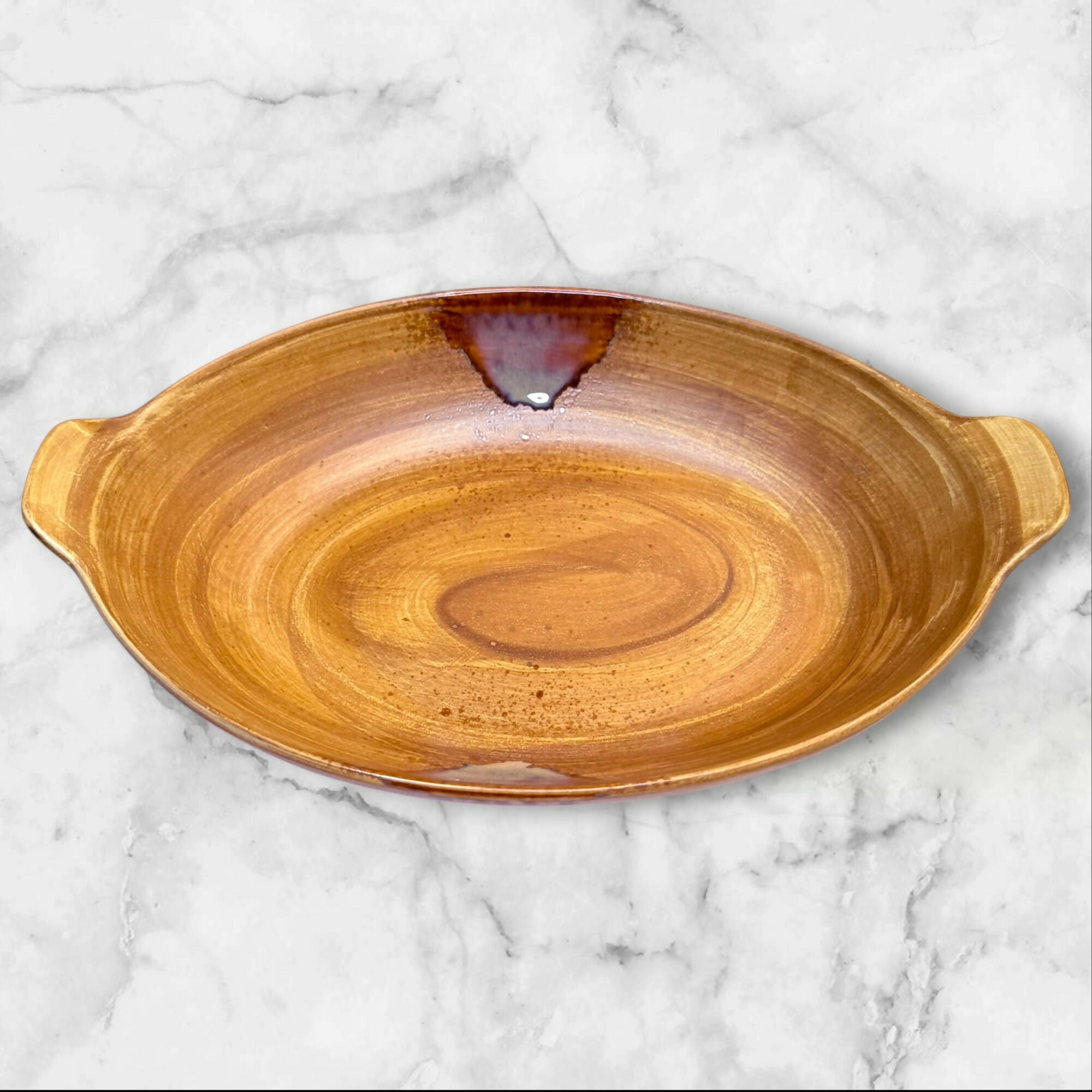 Sango Splash Brown Stoneware Au Gratin Baker 11.5 Inch | Excellent Condition