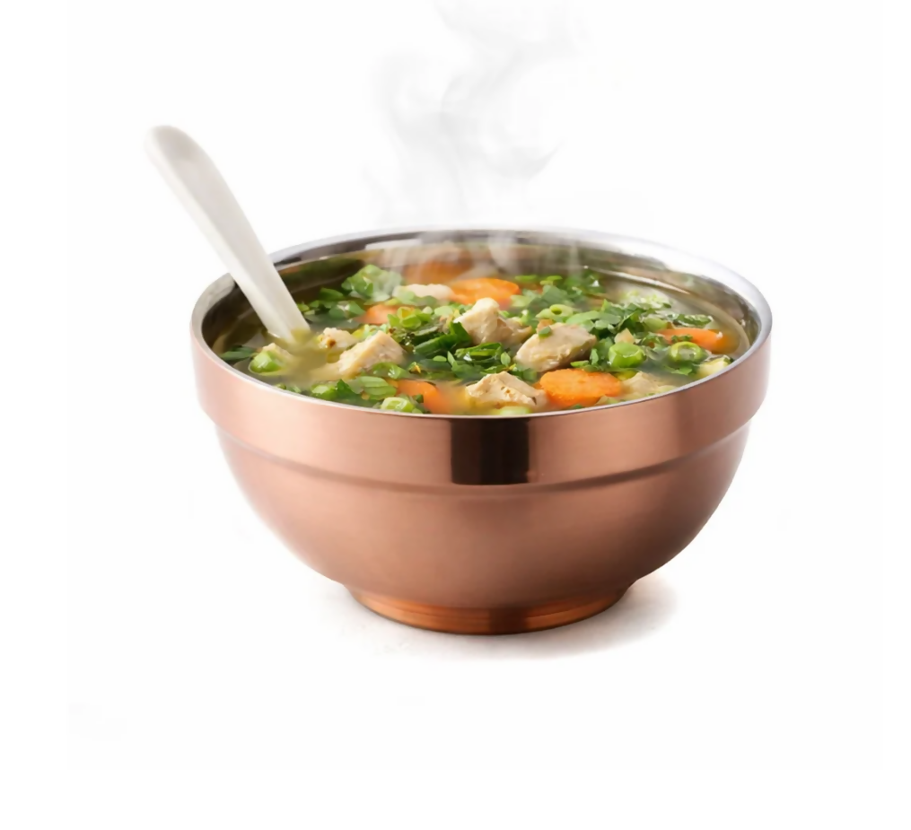 Anygleam Rose Gold Rice Bowls – 2Pcs Small Stainless Steel, Single-Layer Anti-Scalding Cooking Utensils