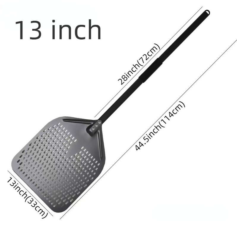 Anygleam Pizza Shovel 33 cm x 129cm Dark Grey for Perforated Peel with Metal Handle Oven Turning Baking Accessory