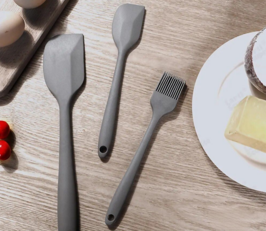 Anygleam Silicone Grey Seamless Spatula 6 Set Kitchen Accessories Baking Utensil Kit Bread Cake Mixing Tools Cooking Scraper Heat Resistant