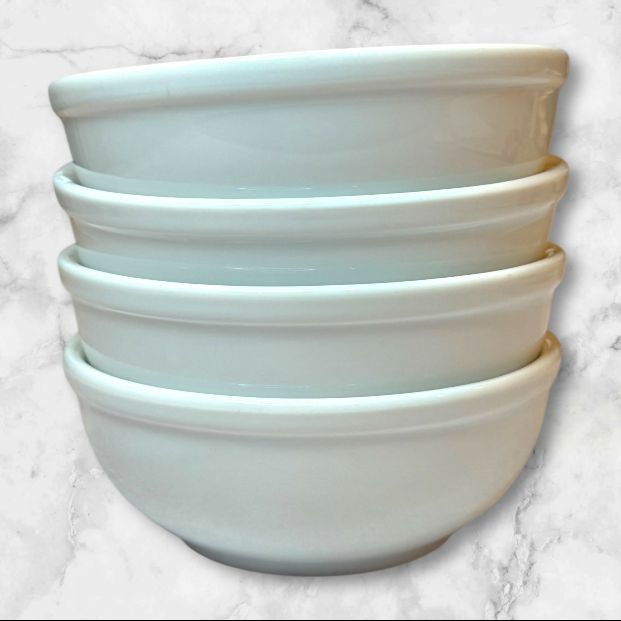 Crate & Barrel White Stoneware Bowls | Set of 4 | Made in Poland | Great Condition