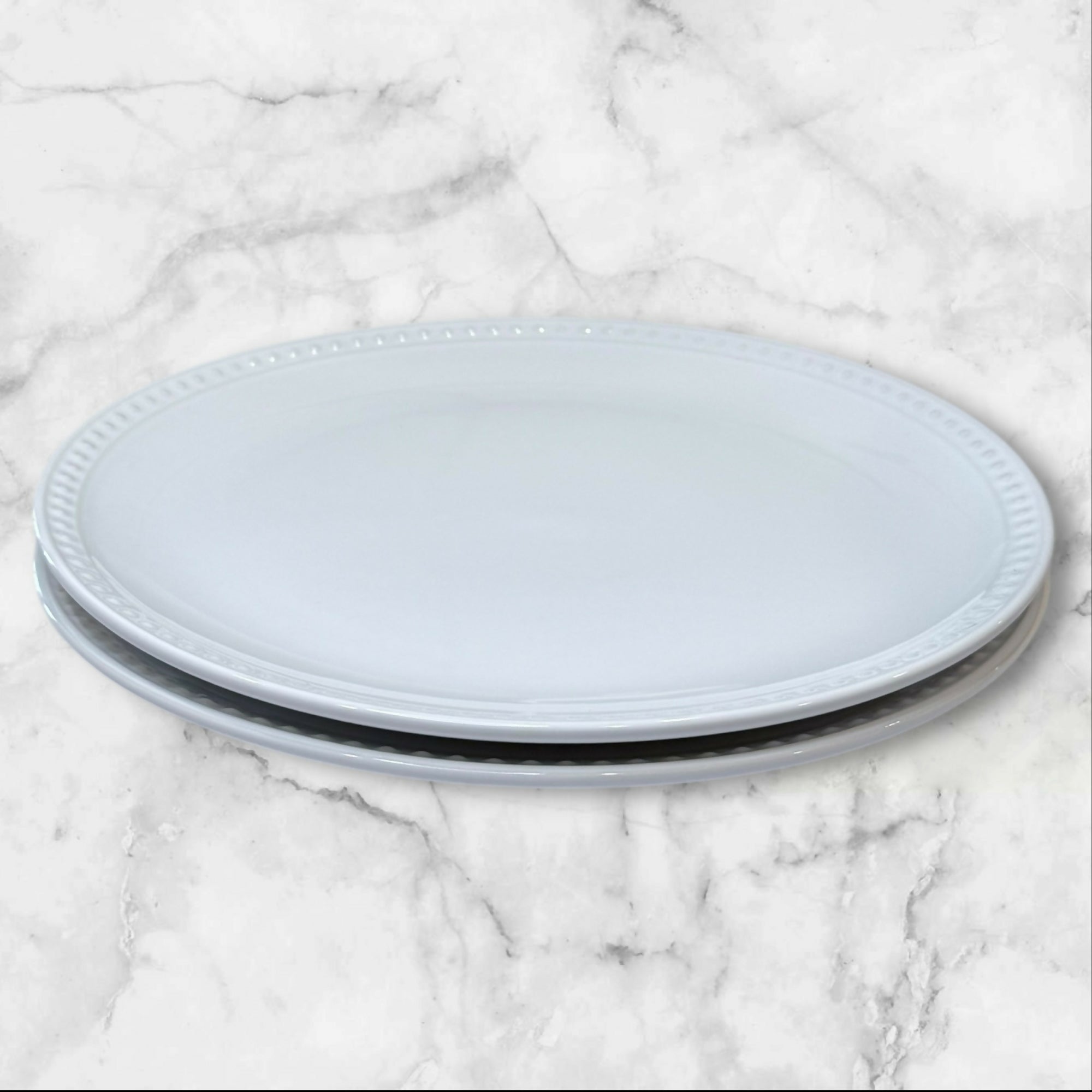 Primagera White Beaded Dinner Plates | Set of 2 | Excellent Condition