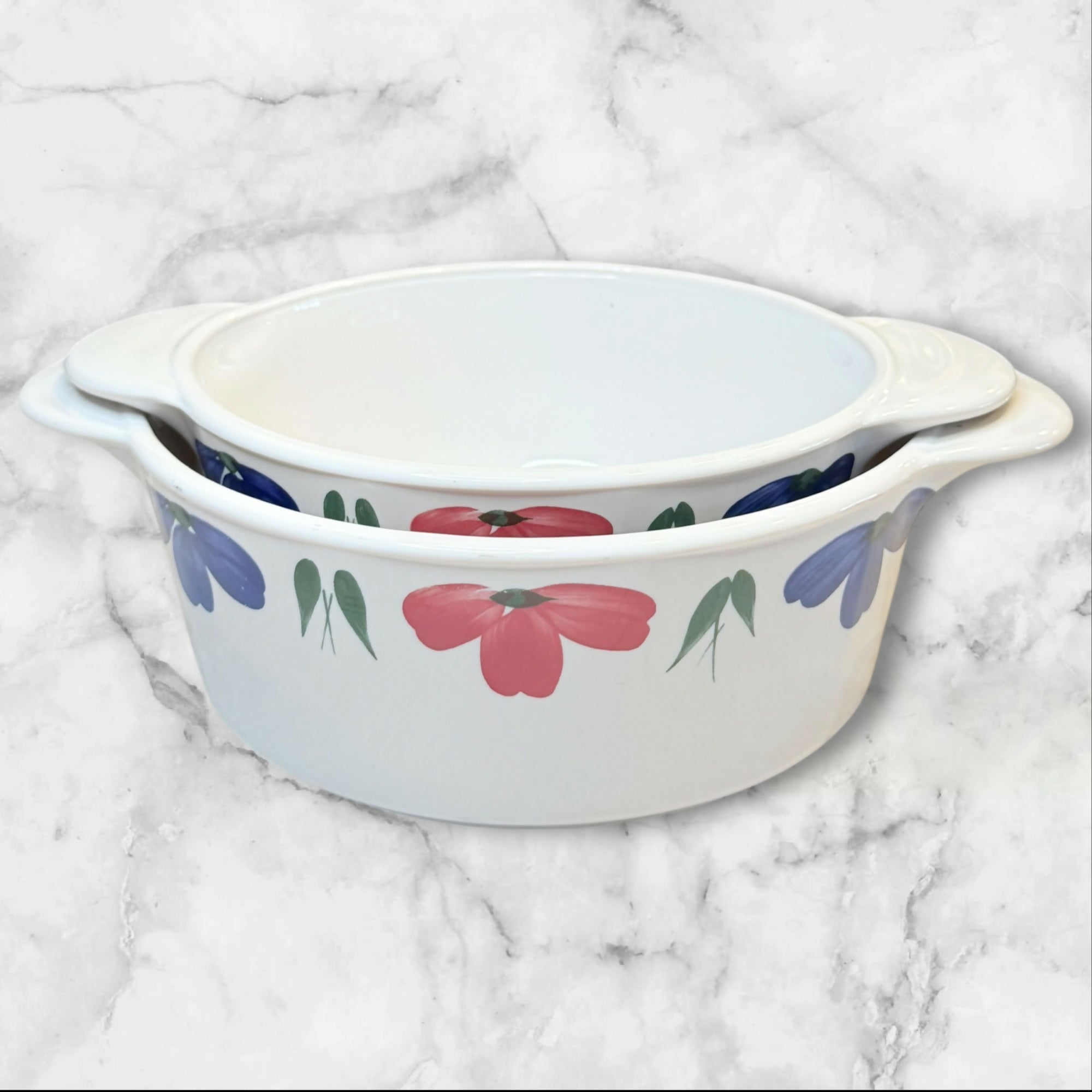 Pyroceram Corning Floral Casserole Baking Dishes | Set of 2 | Excellent