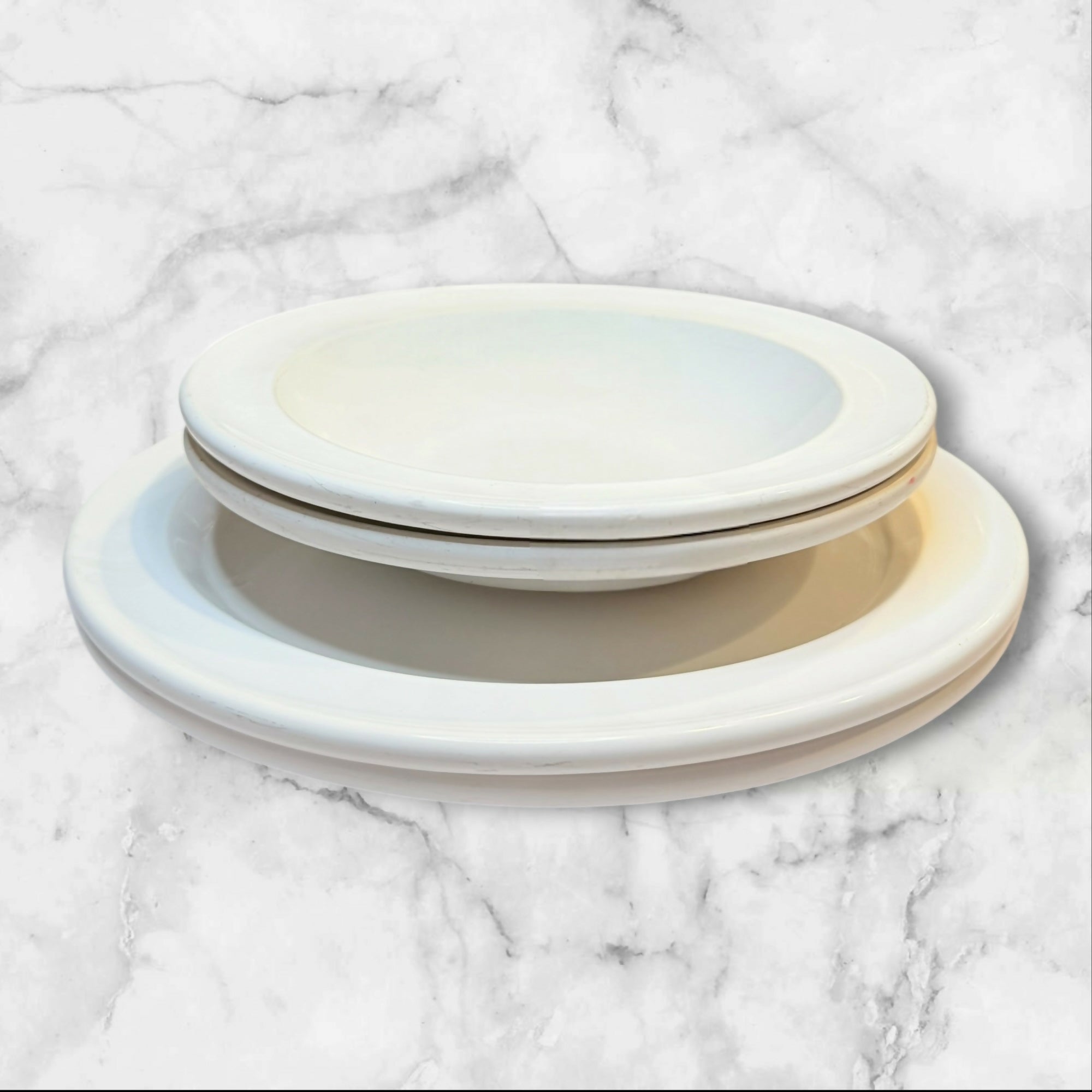Emile Henry Classic Blanc Plates & Bowls Set of 4 | Good Condition