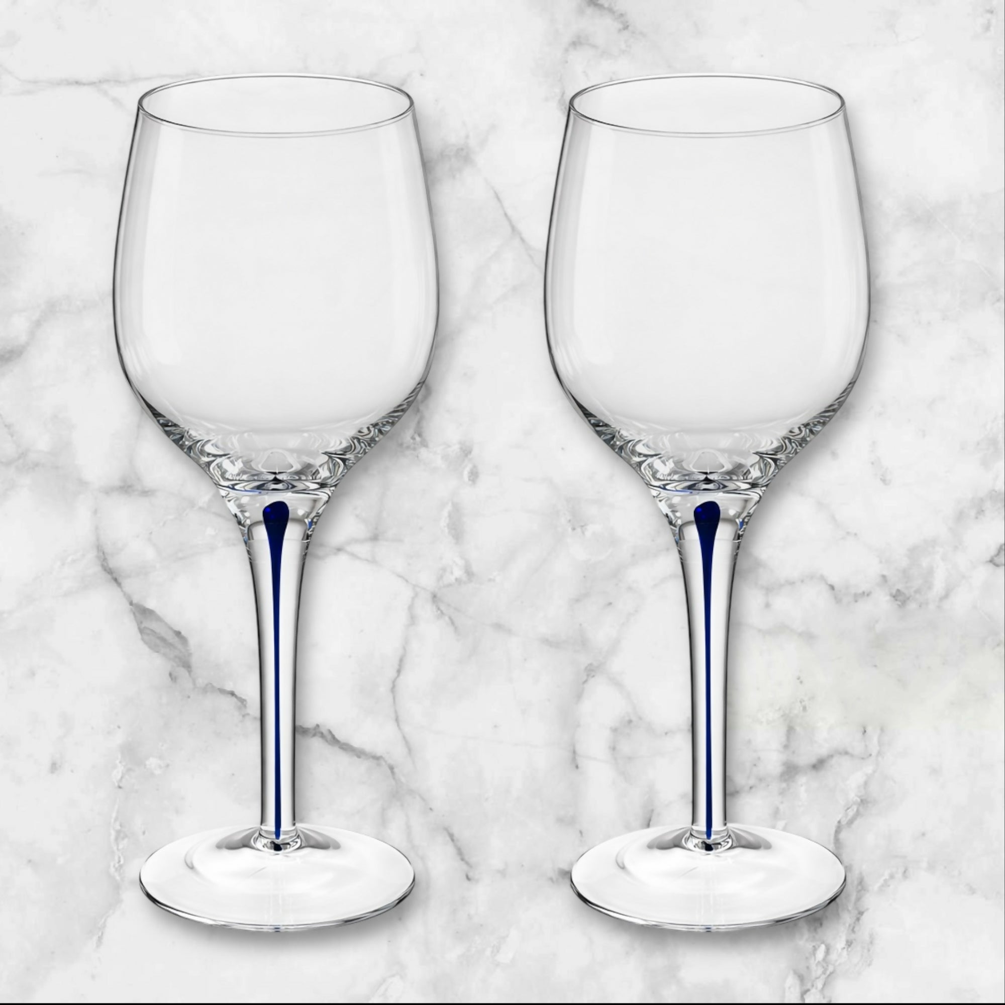 Blue Filament Crystal Wine Glasses | Set of 2 | Excellent Condition