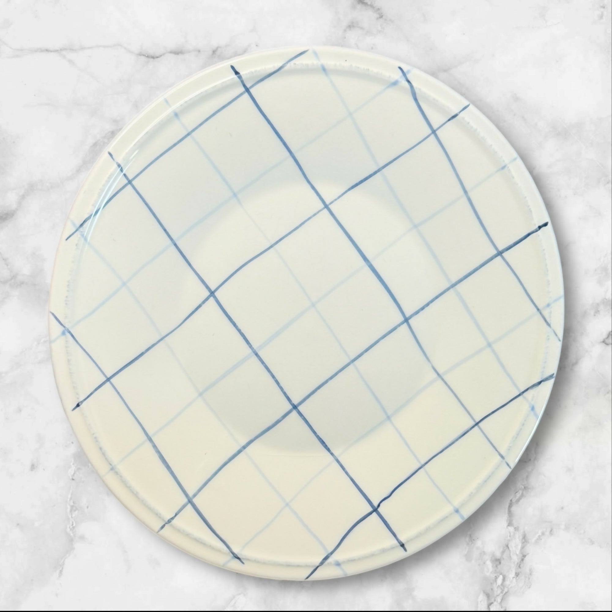 Cremieux Blue Grid Salad Plates Set of 3 | Portugal | Excellent Cond