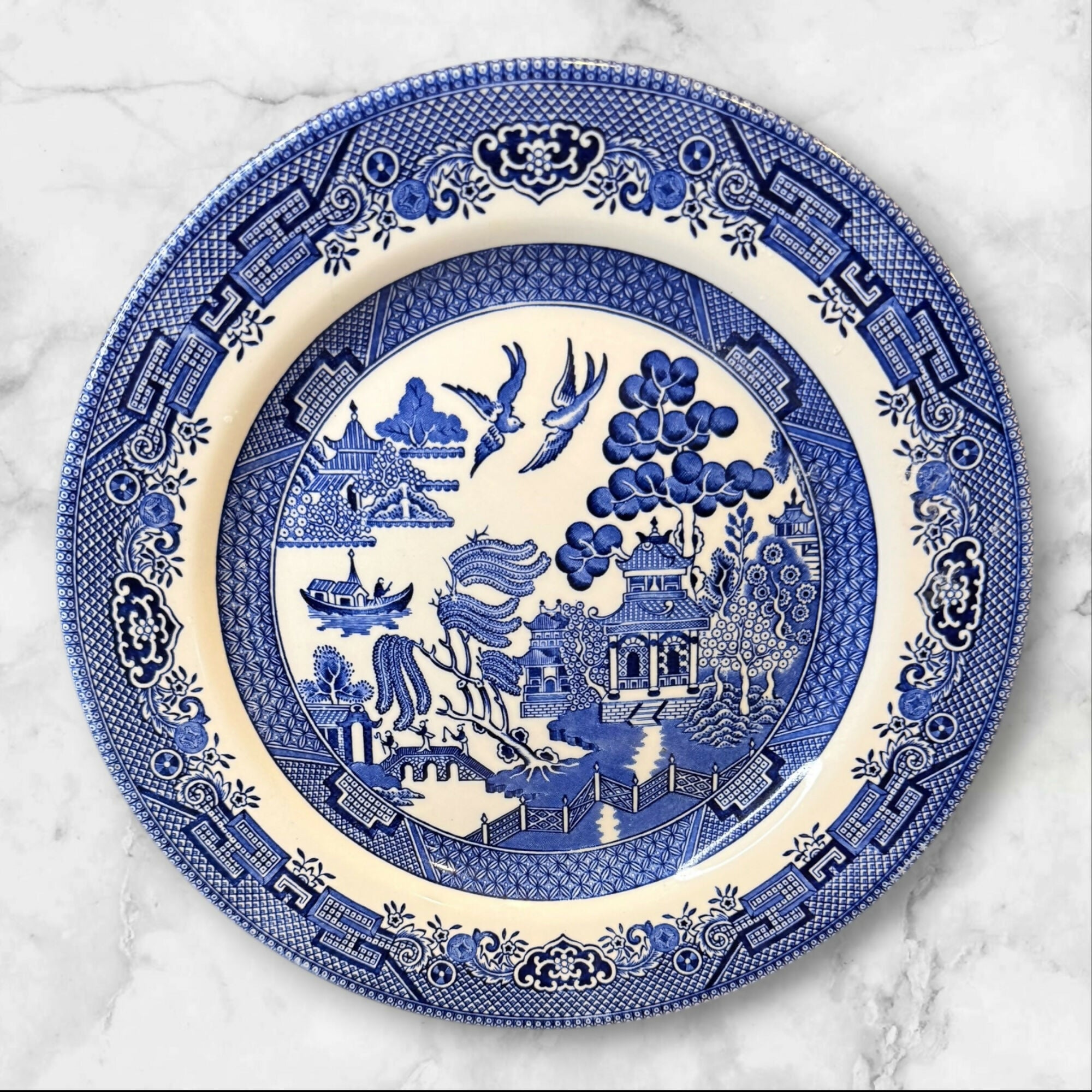 Churchill Blue Willow Dinner Plates Set of 4 | Excellent Condition