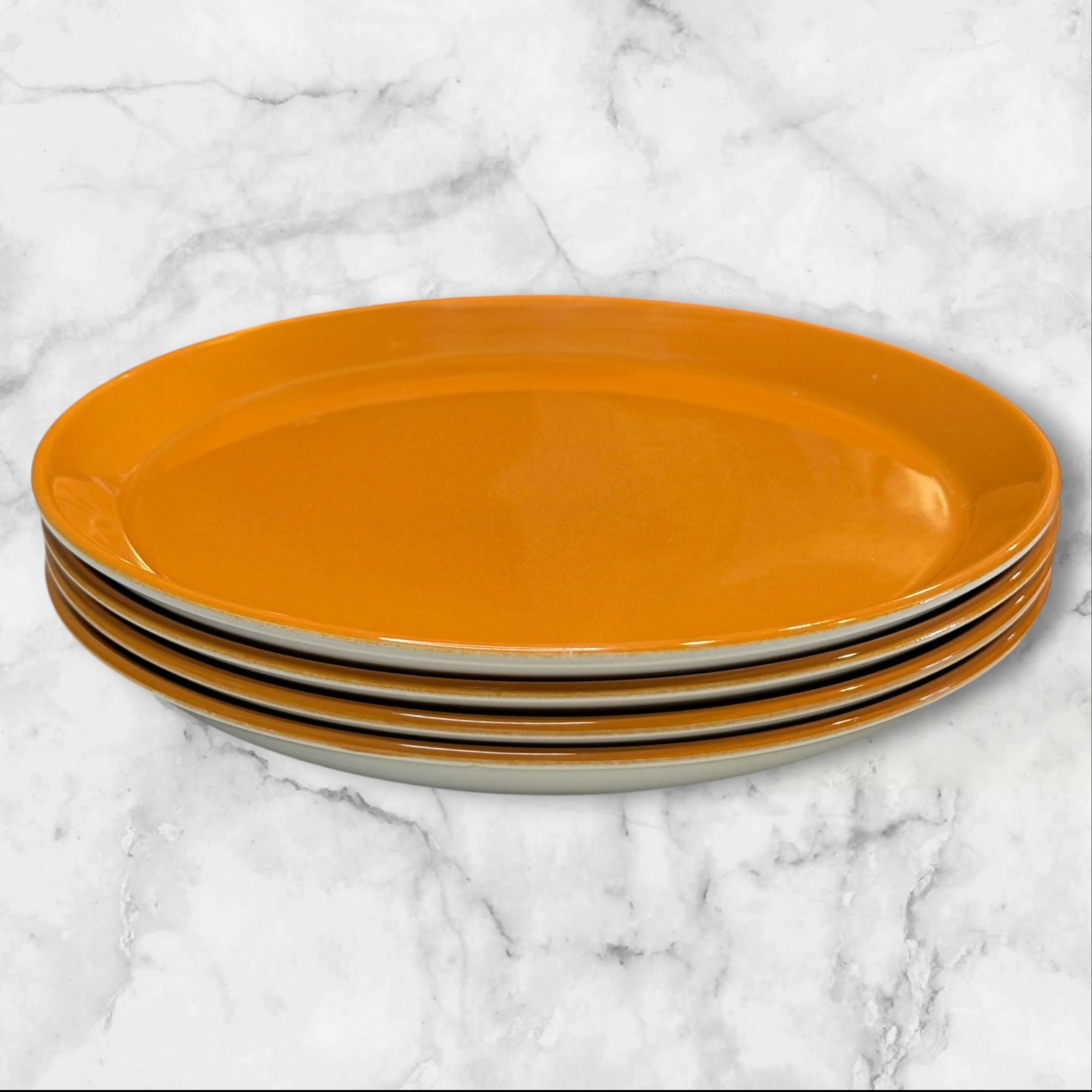 Crown Lynn Pumpkin Dinner Plates | Set of 4 | Excellent Condition