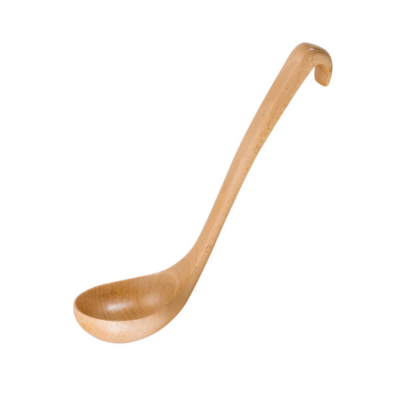Anygleam Natural Beech Wood 2pcs Wooden Spoon Soup Kitchen Tableware