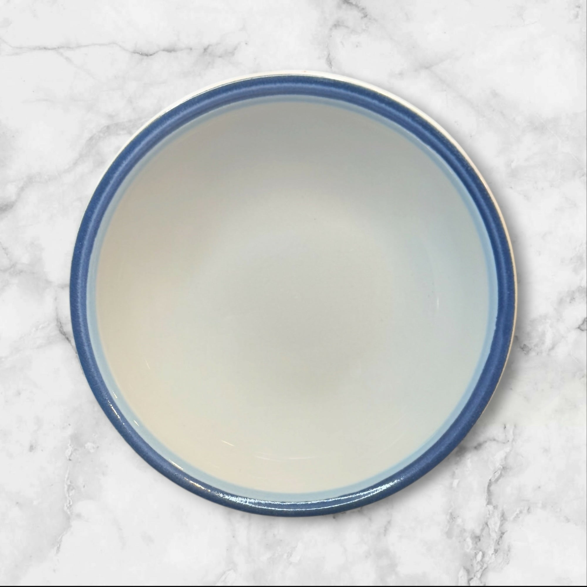 Pfaltzgraff Sky Soup Cereal Bowls Set of 3 Blue Rim Stoneware Excellent