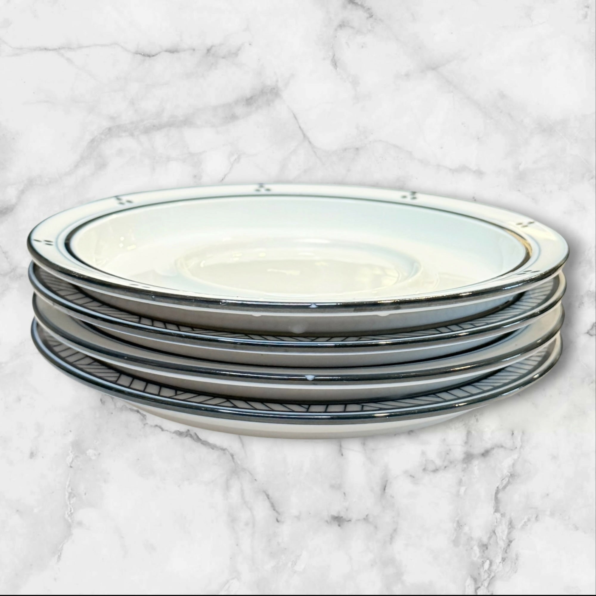 Dansk Blue Bistro Mixed Saucers Set of 4 | Christianshavn & Lyngby | EUC