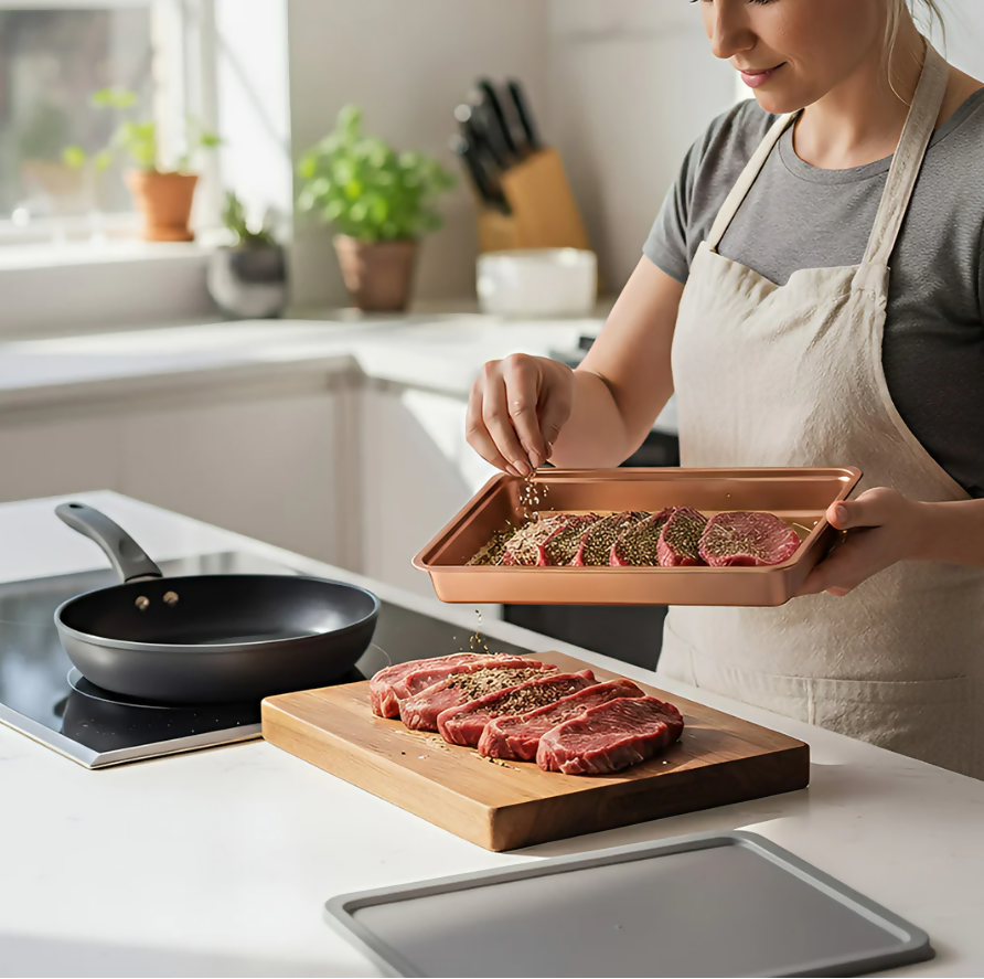 Anygleam Rose Gold Stainless Steel Crisper Box – 1Pc Food Grade Food Storage Container with Lid